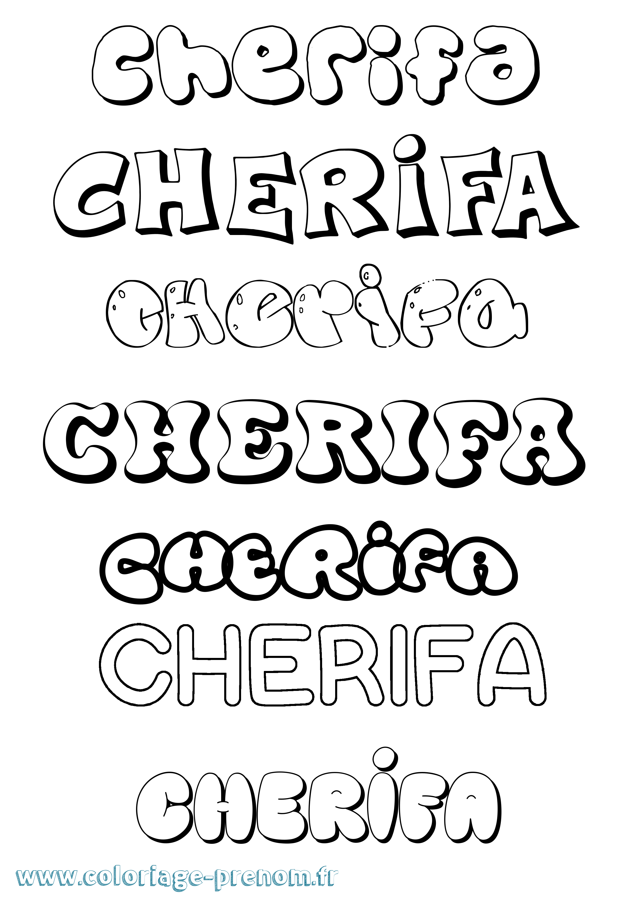 Coloriage Cherifa Bubble Coloriage prénom Cherifa Bubble