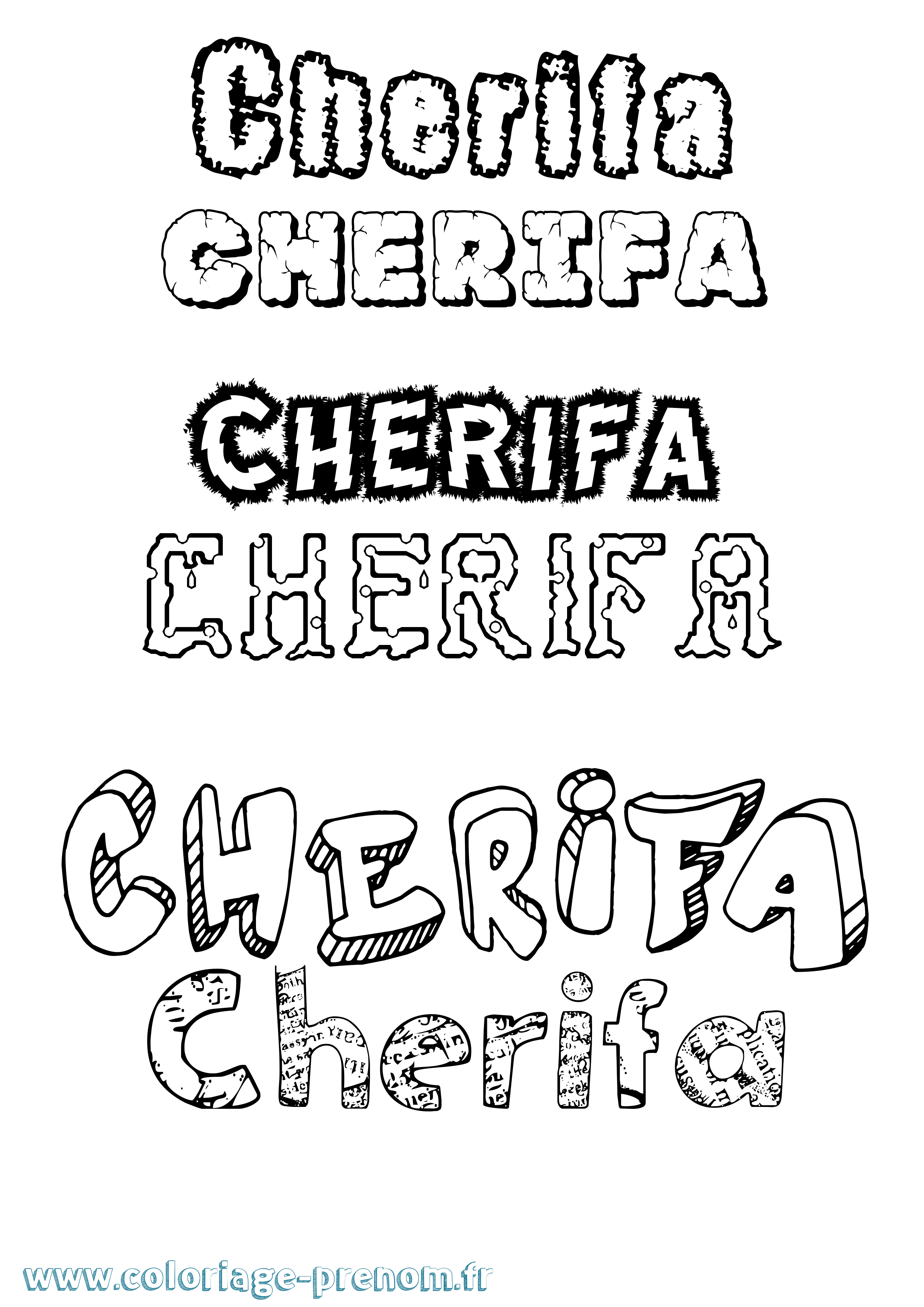 Coloriage prénom Cherifa Destructuré