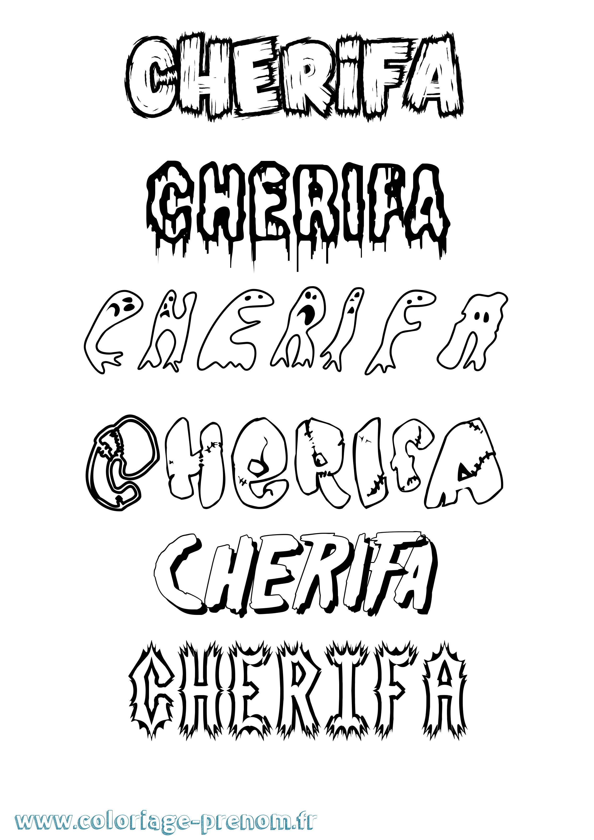 Coloriage Cherifa Frisson Coloriage prénom Cherifa Frisson
