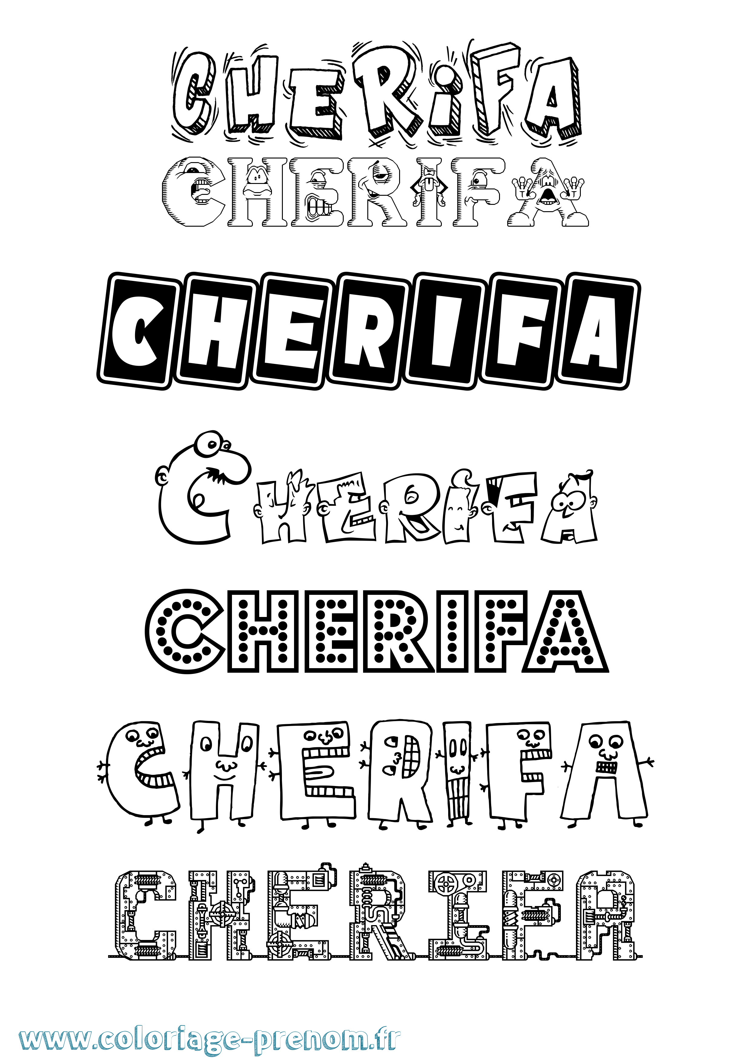 Coloriage prénom Cherifa Fun