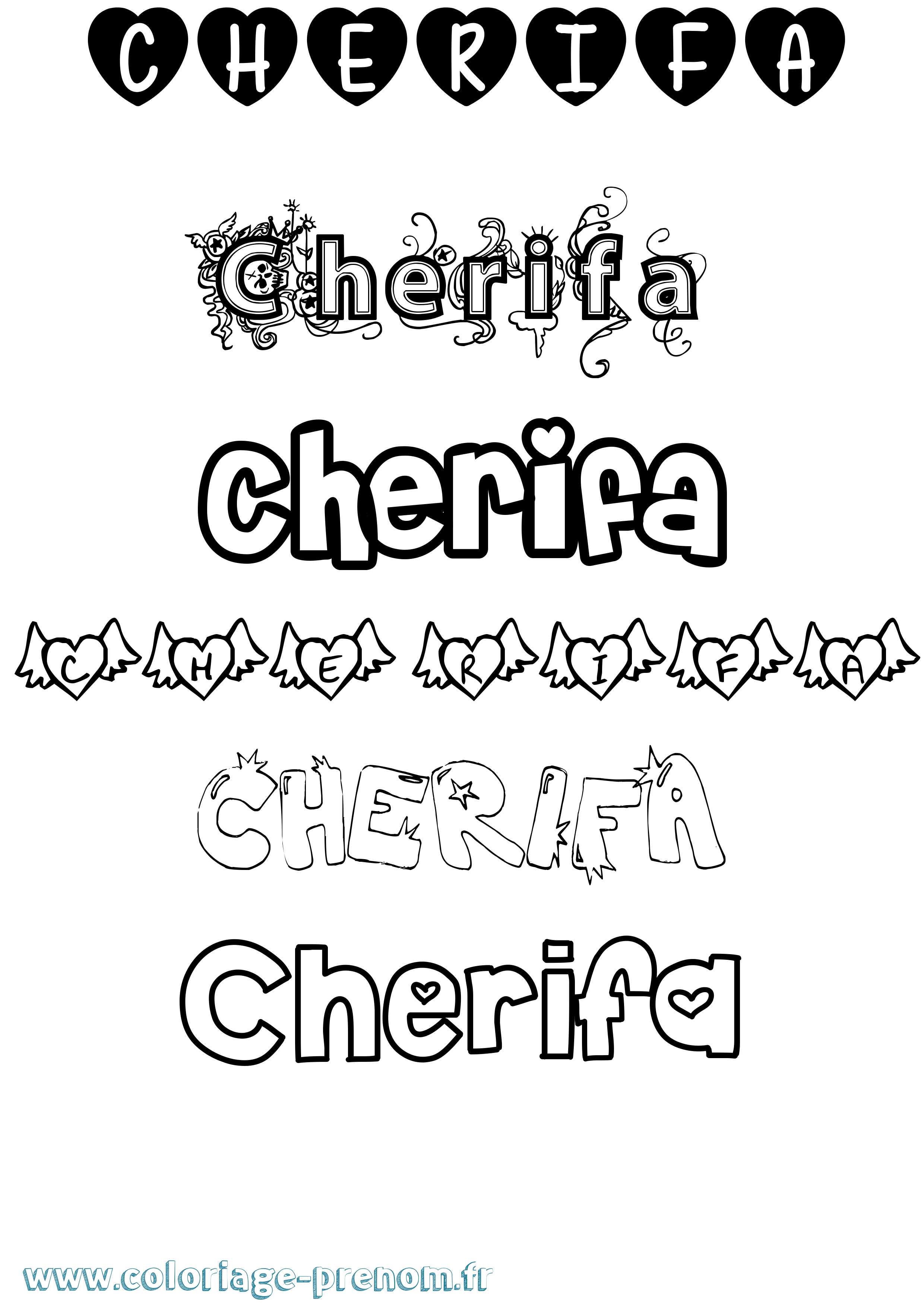 Coloriage Cherifa Girly Coloriage prénom Cherifa Girly