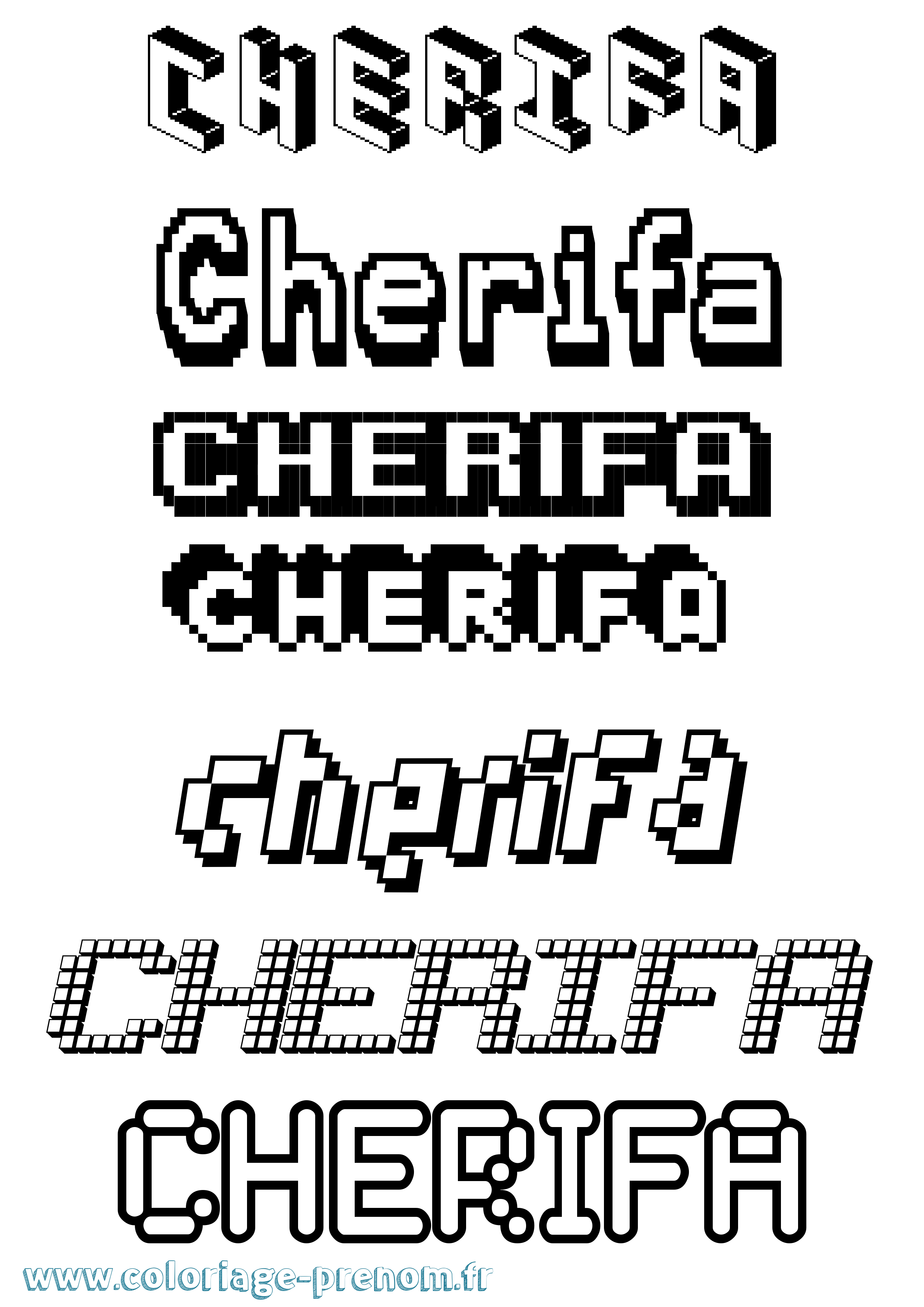 Coloriage prénom Cherifa Pixel