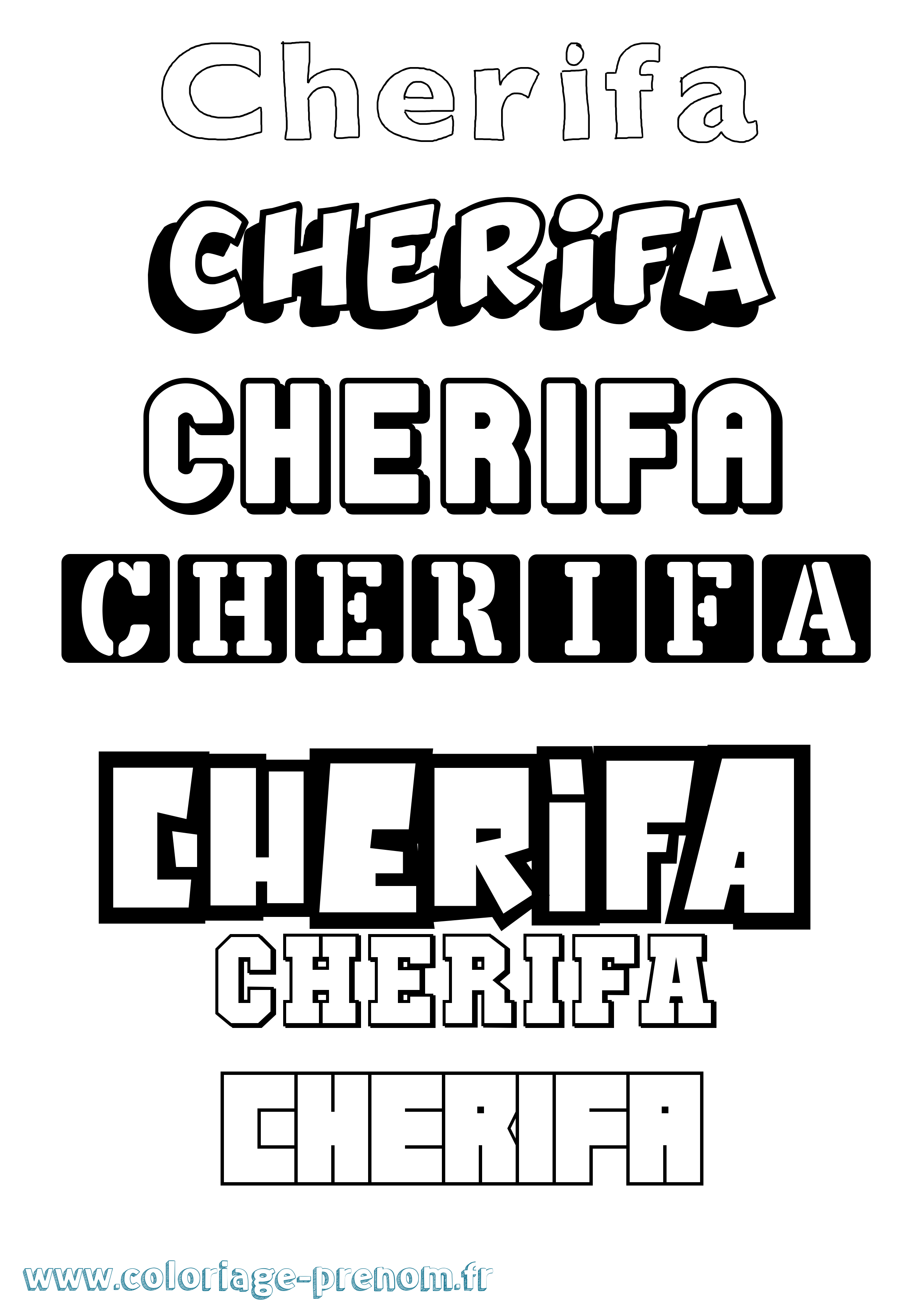 Coloriage prénom Cherifa Simple