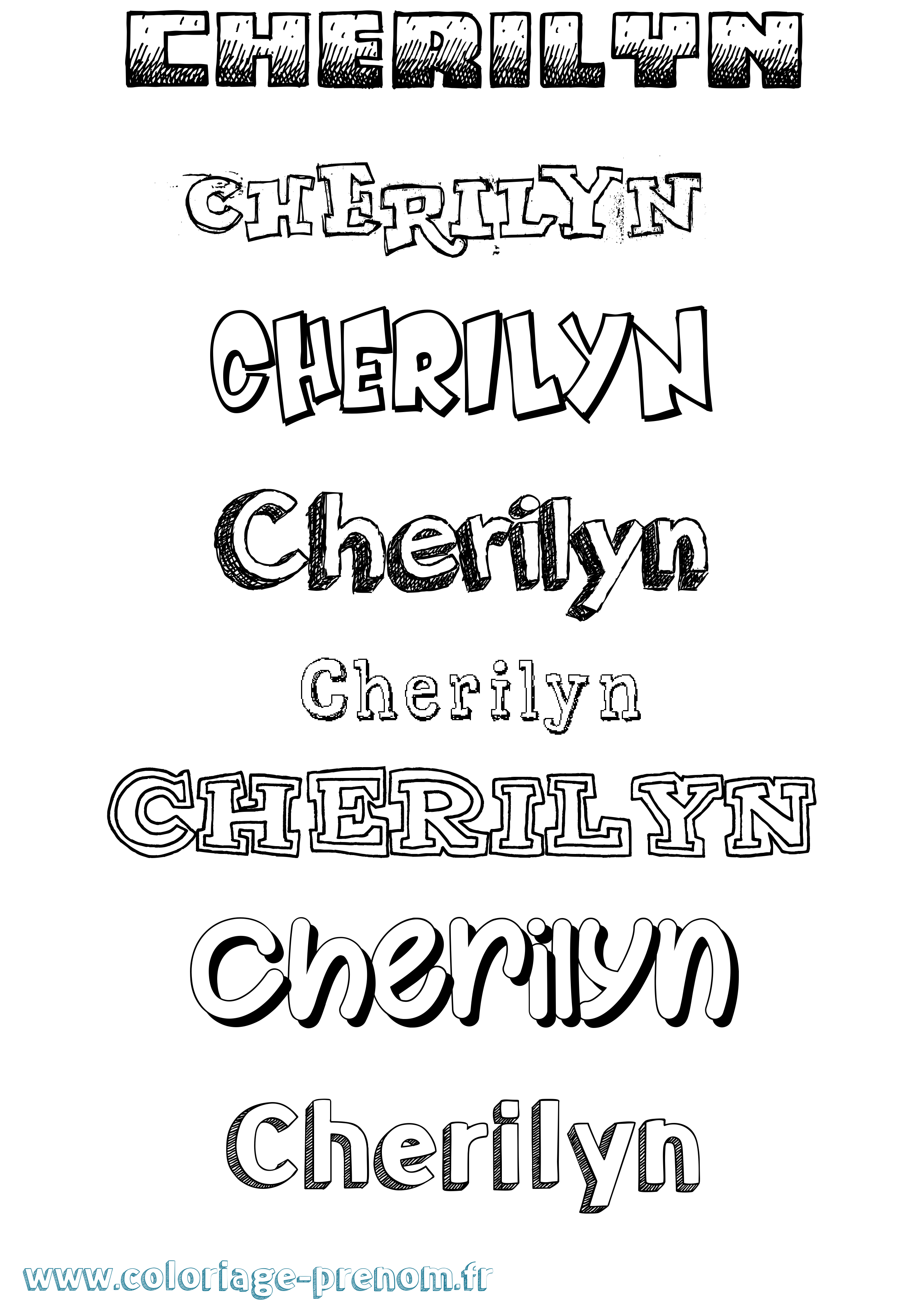 Coloriage prénom Cherilyn Dessiné