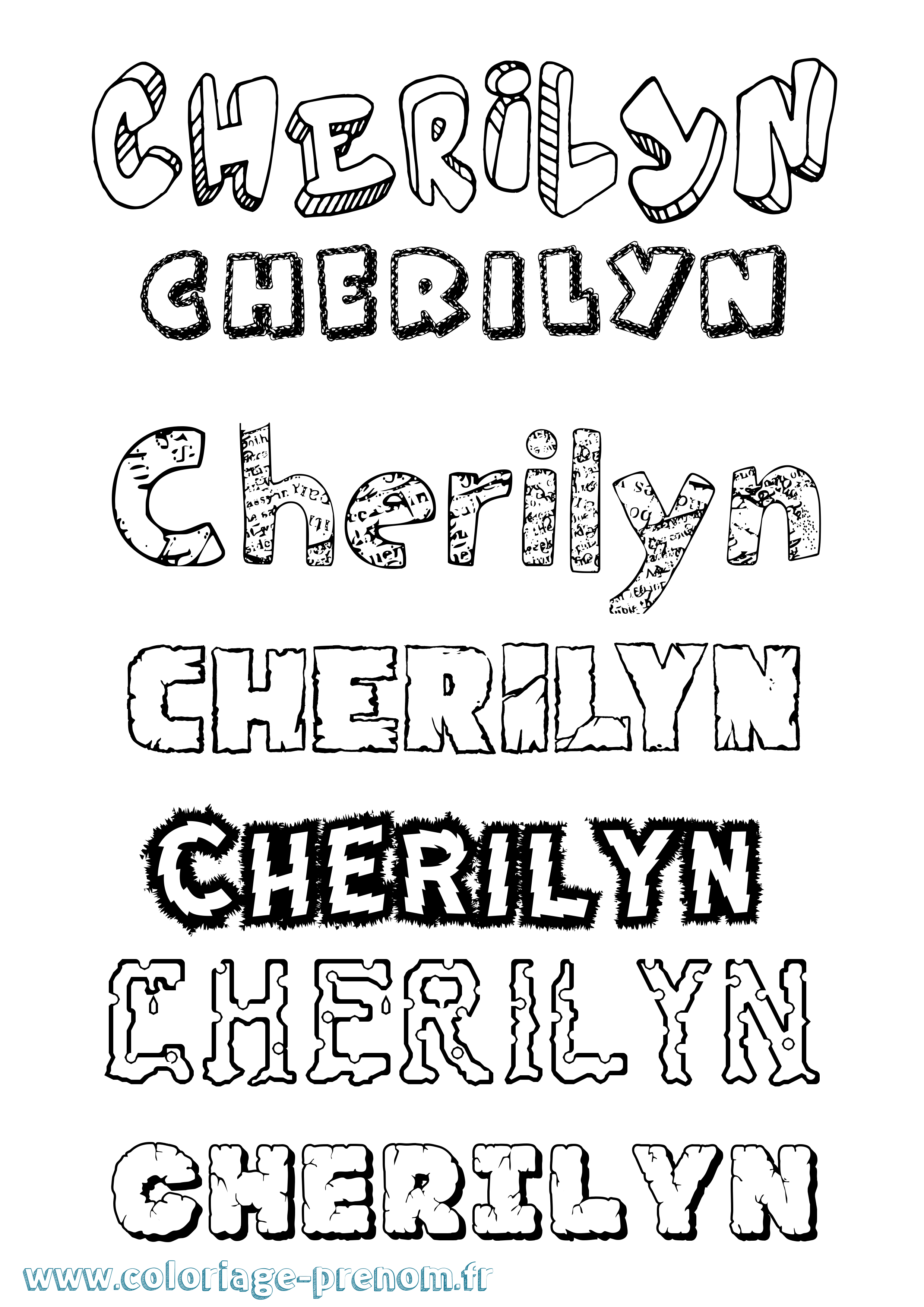 Coloriage prénom Cherilyn Destructuré