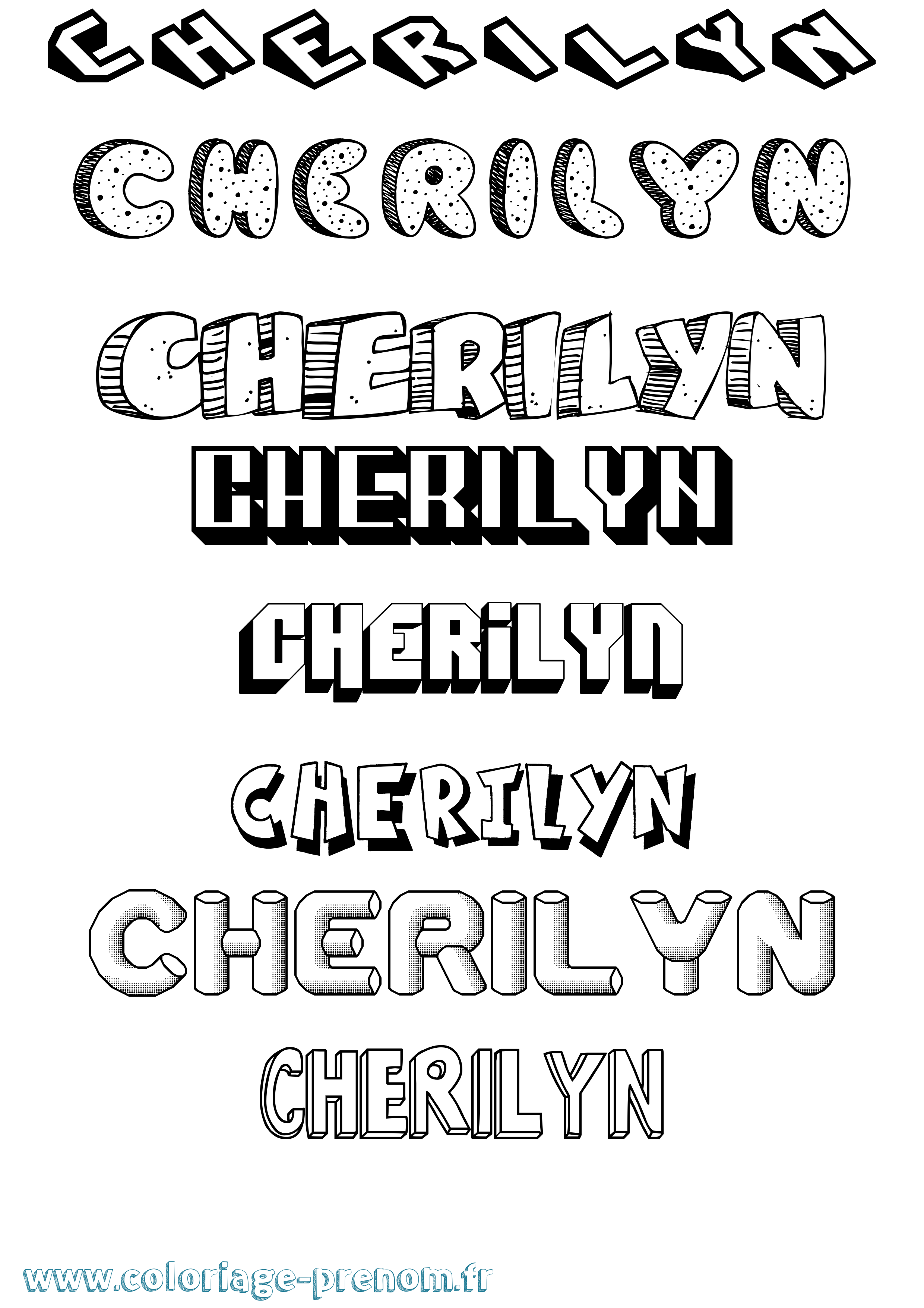 Coloriage prénom Cherilyn Effet 3D