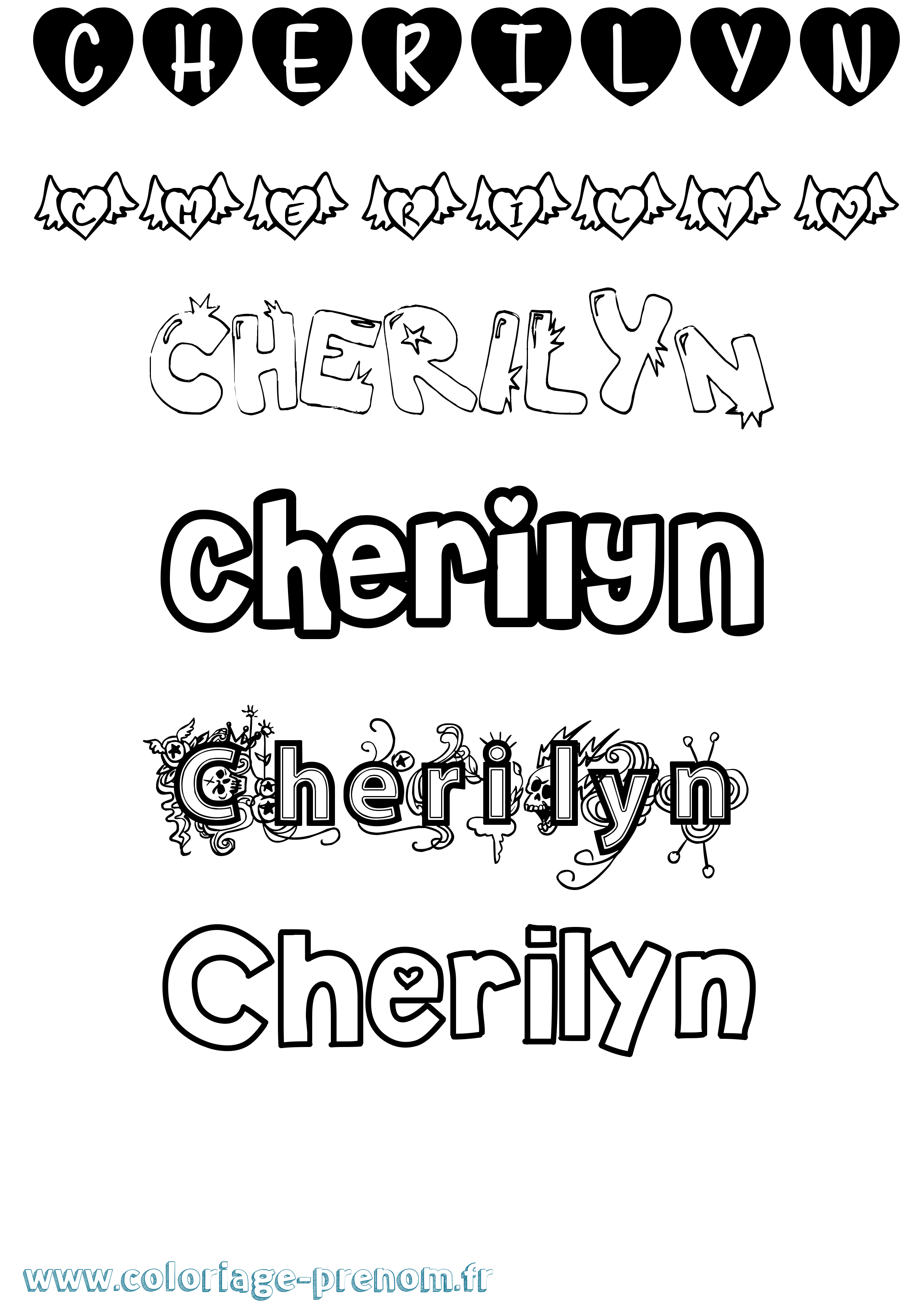 Coloriage prénom Cherilyn Girly