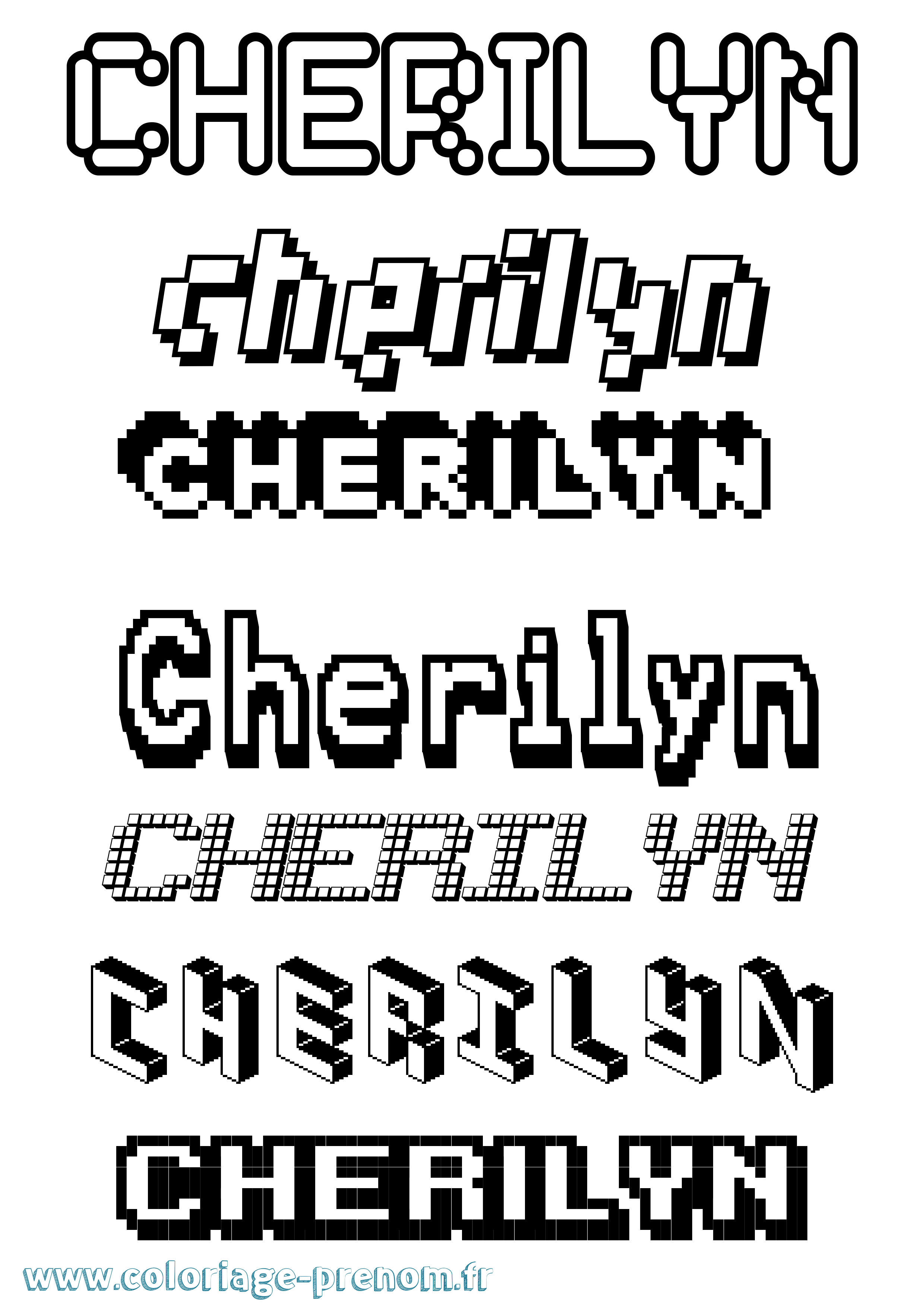 Coloriage prénom Cherilyn Pixel