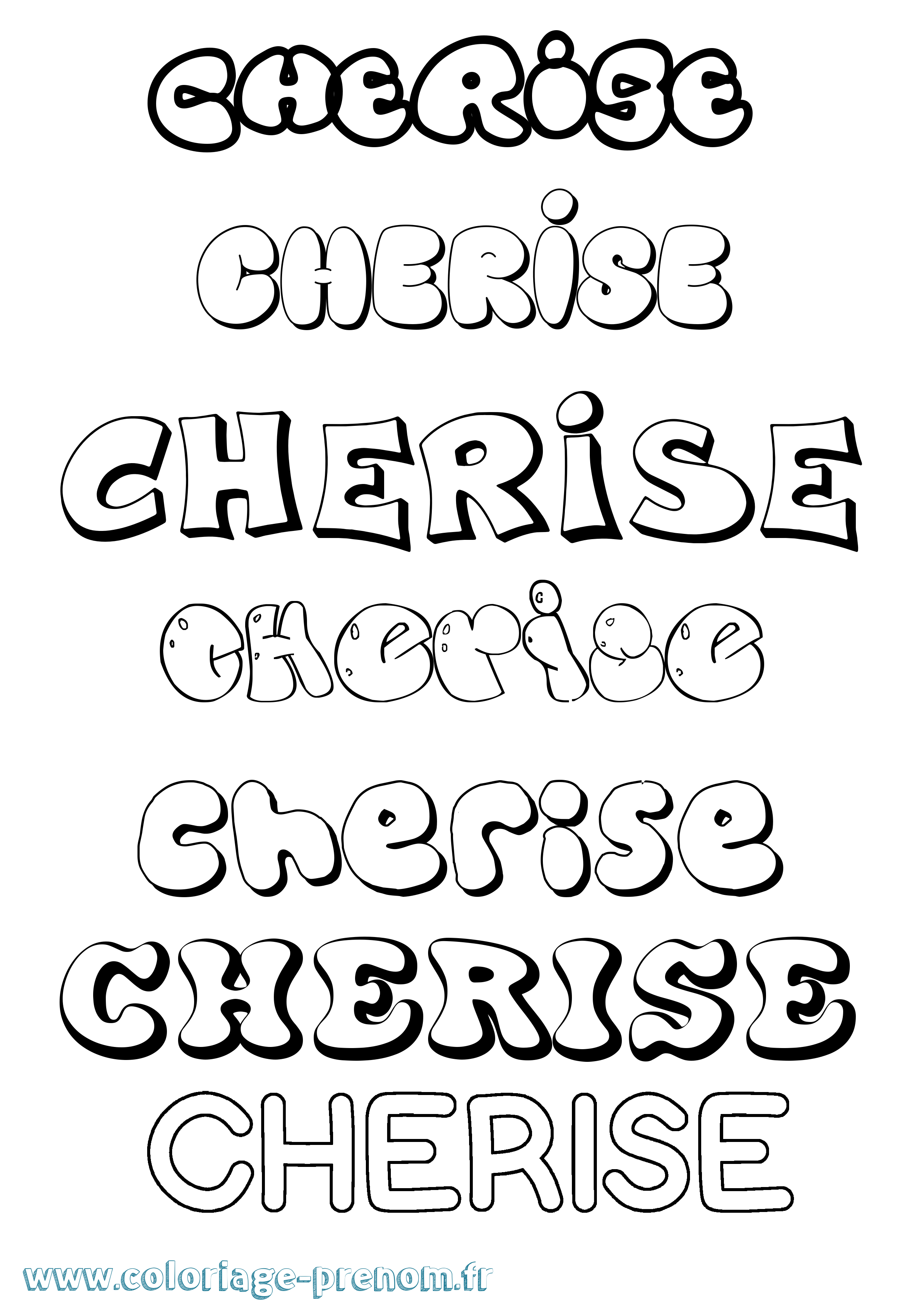 Coloriage Cherise Bubble Coloriage prénom Cherise Bubble