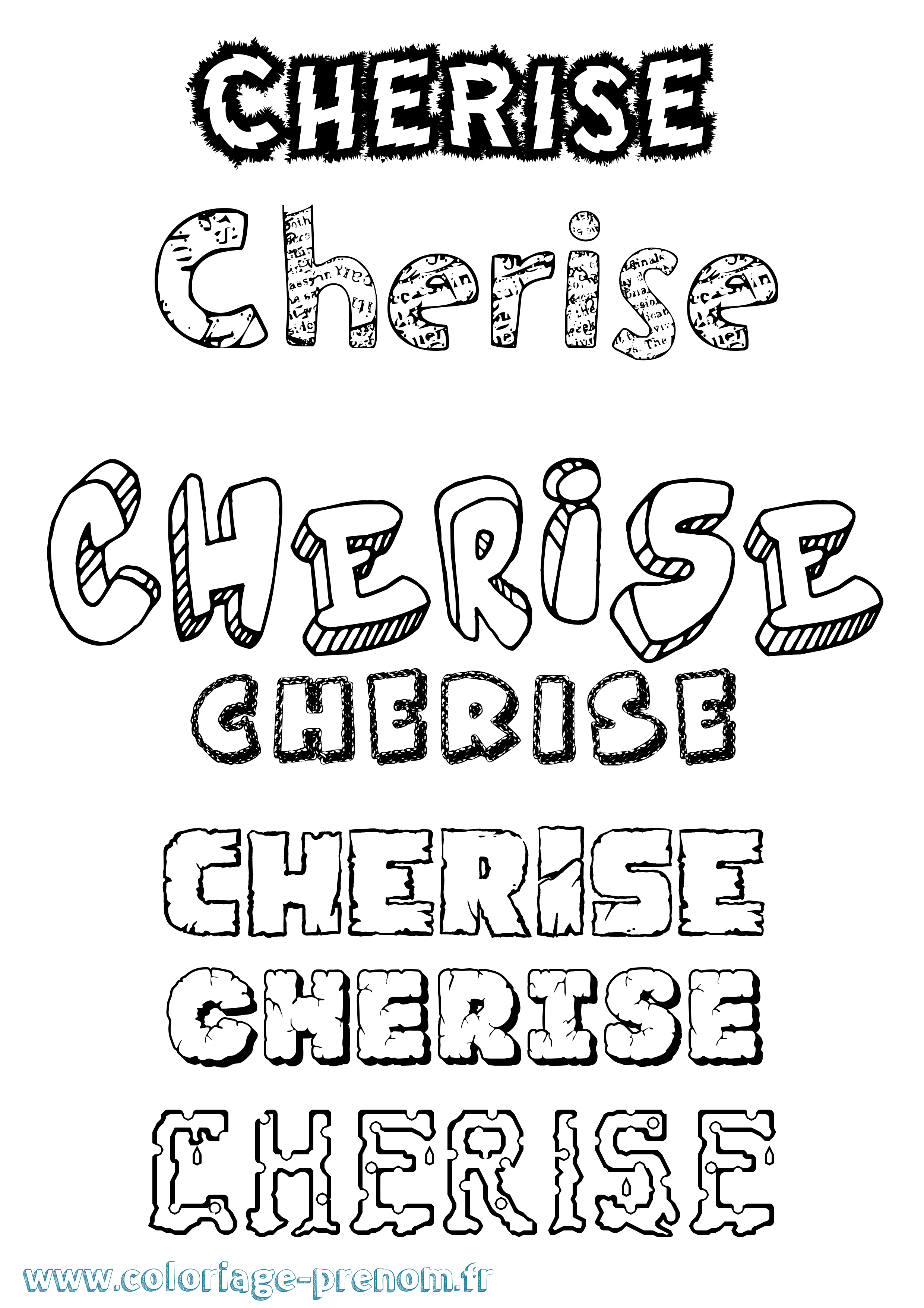 Coloriage Cherise Destructuré Coloriage prénom Cherise Destructuré