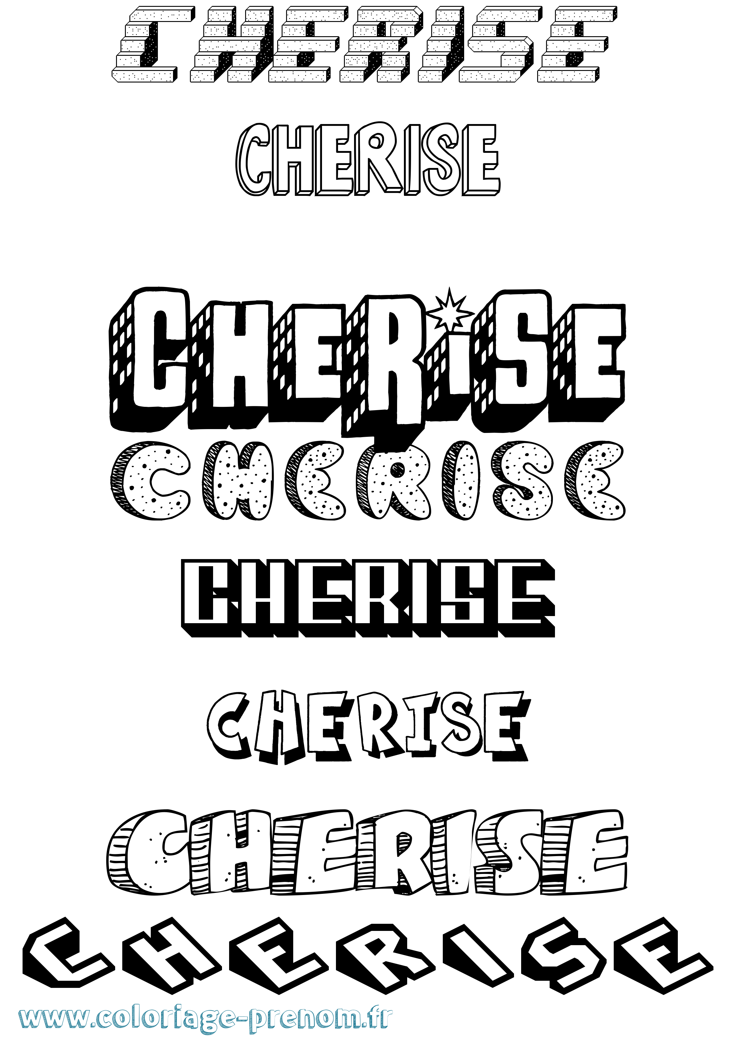 Coloriage Cherise Effet 3D Coloriage prénom Cherise Effet 3D