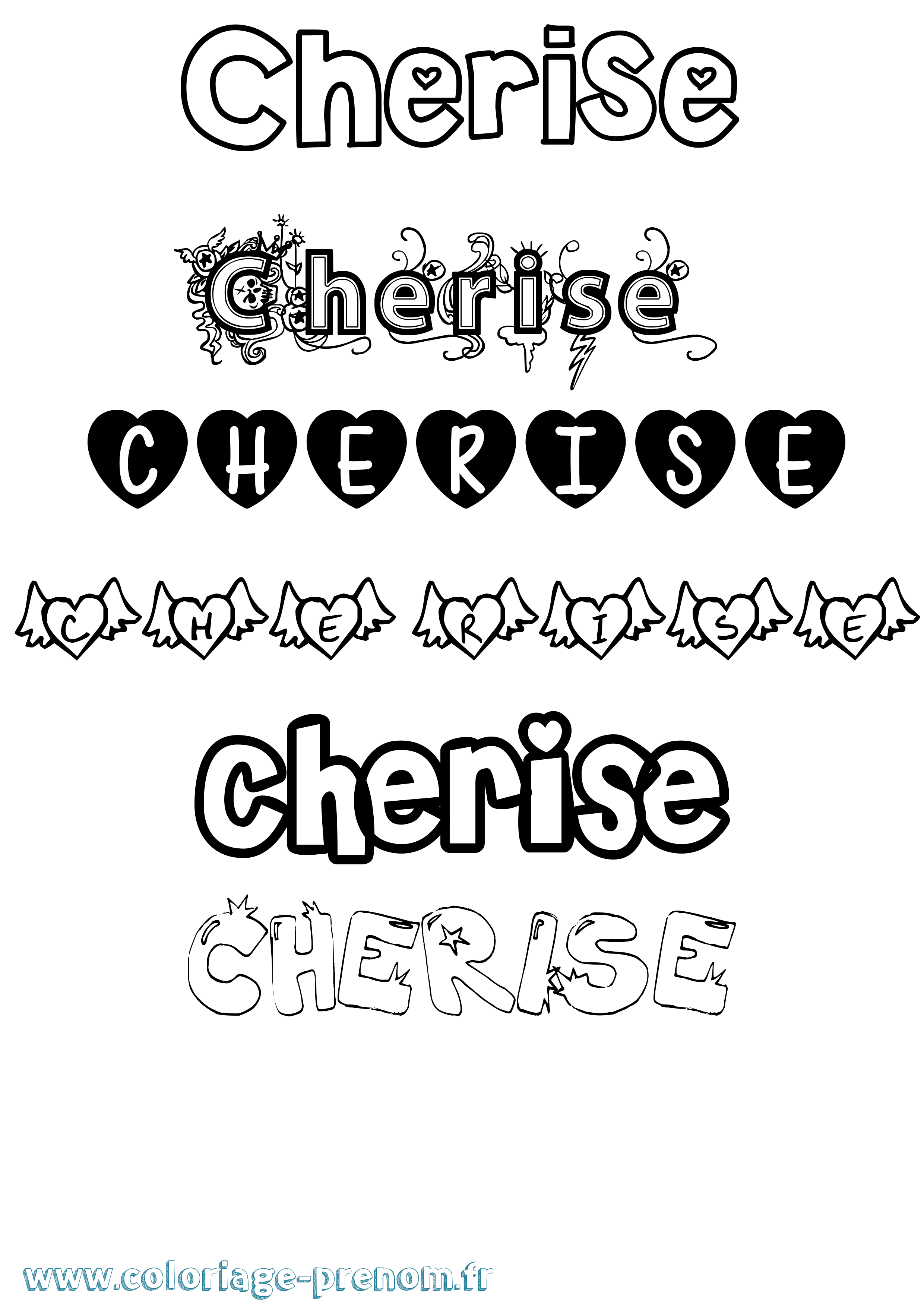 Coloriage prénom Cherise Girly