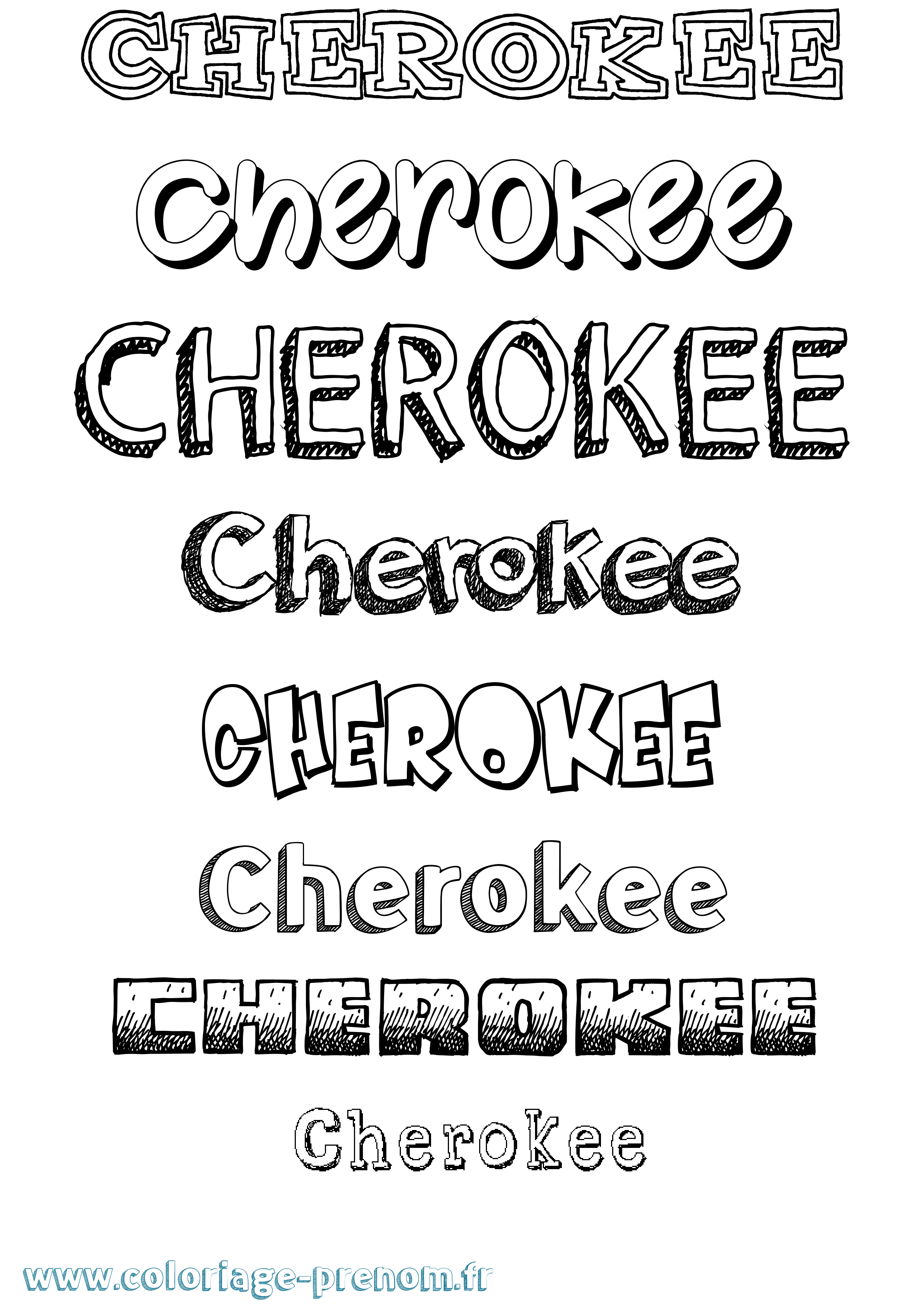 Coloriage prénom Cherokee Dessiné