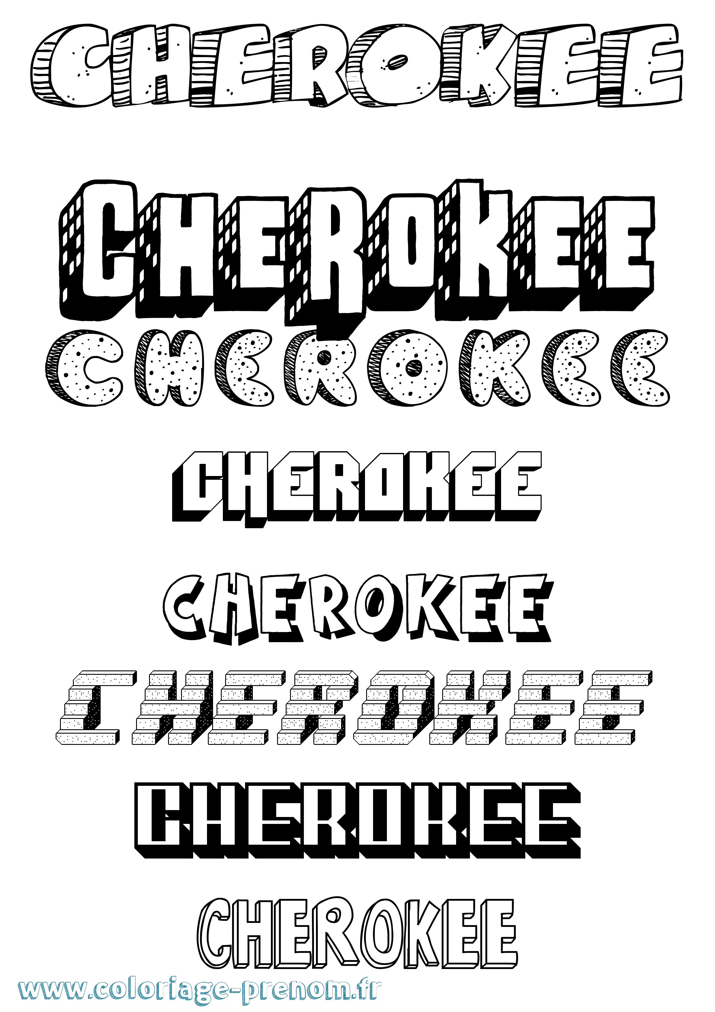 Coloriage prénom Cherokee Effet 3D
