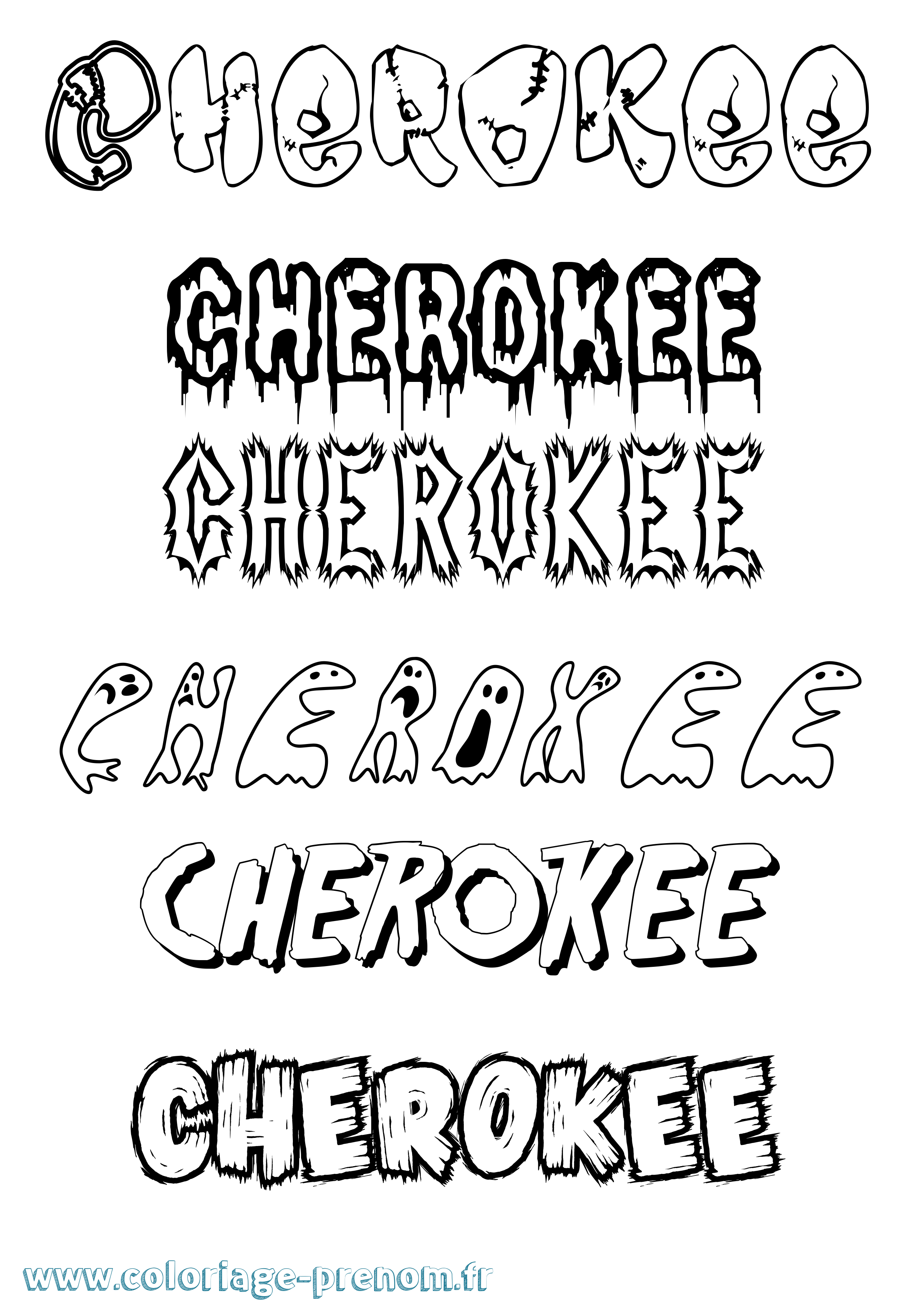 Coloriage prénom Cherokee Frisson