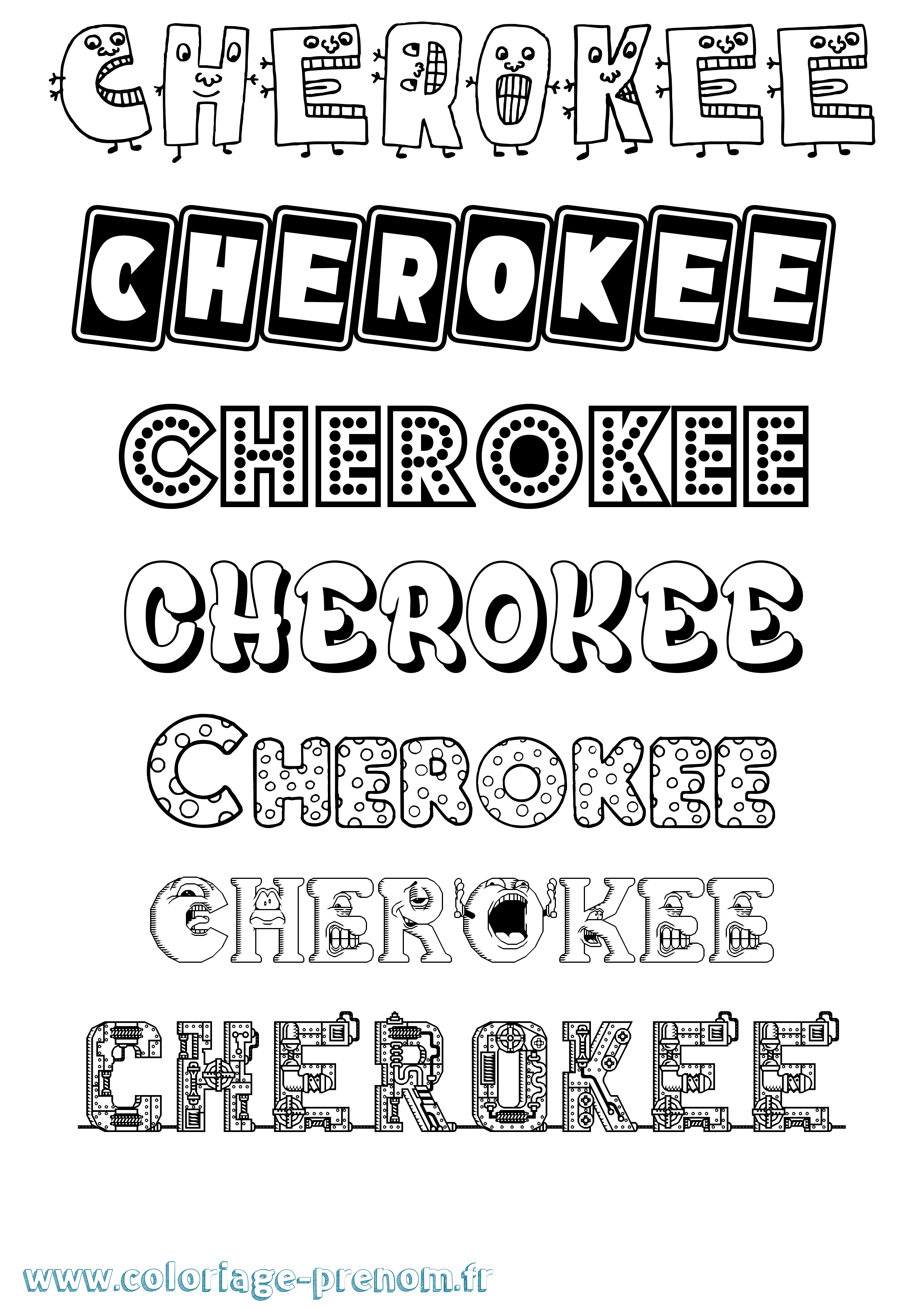Coloriage prénom Cherokee Fun