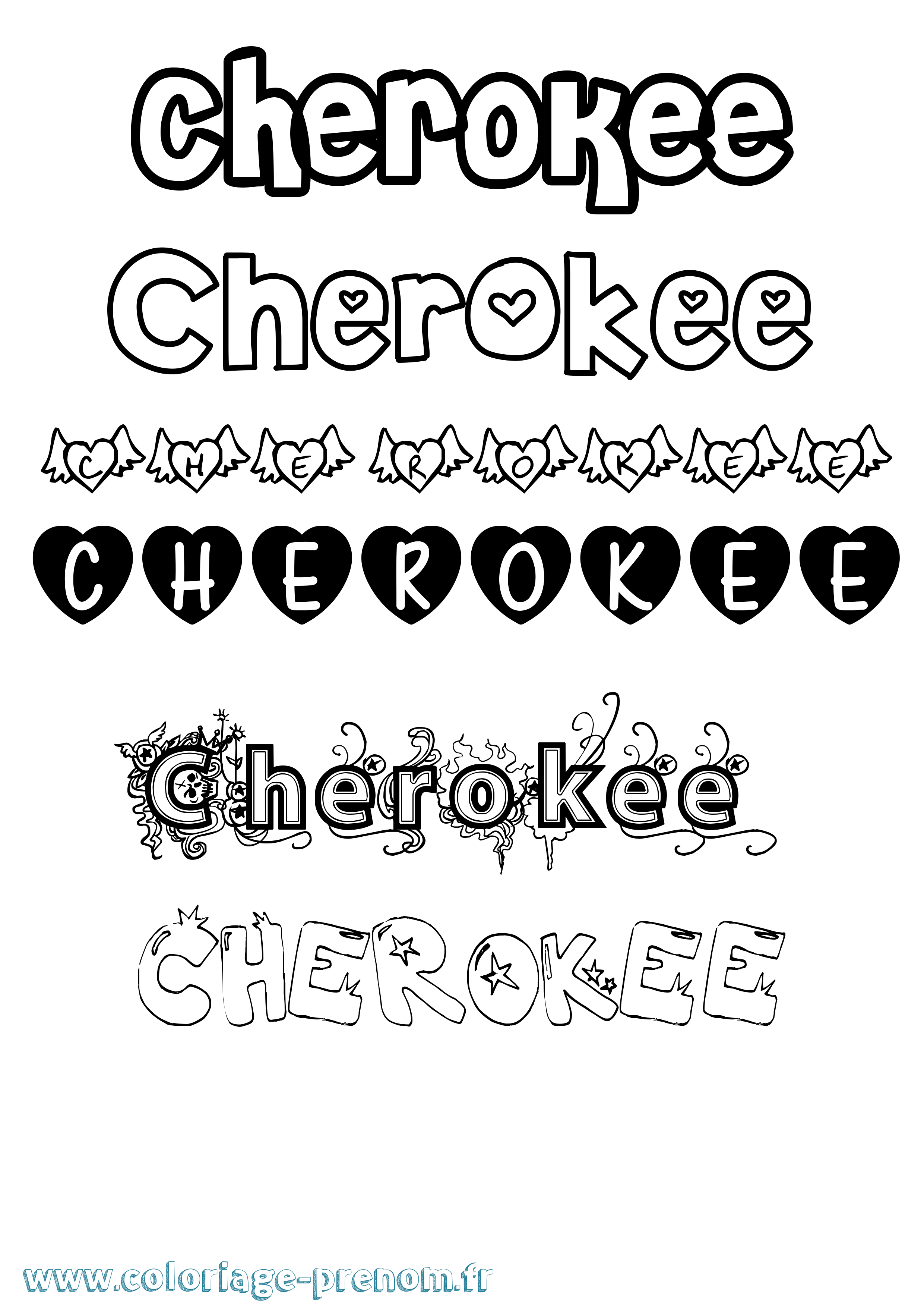 Coloriage prénom Cherokee Girly