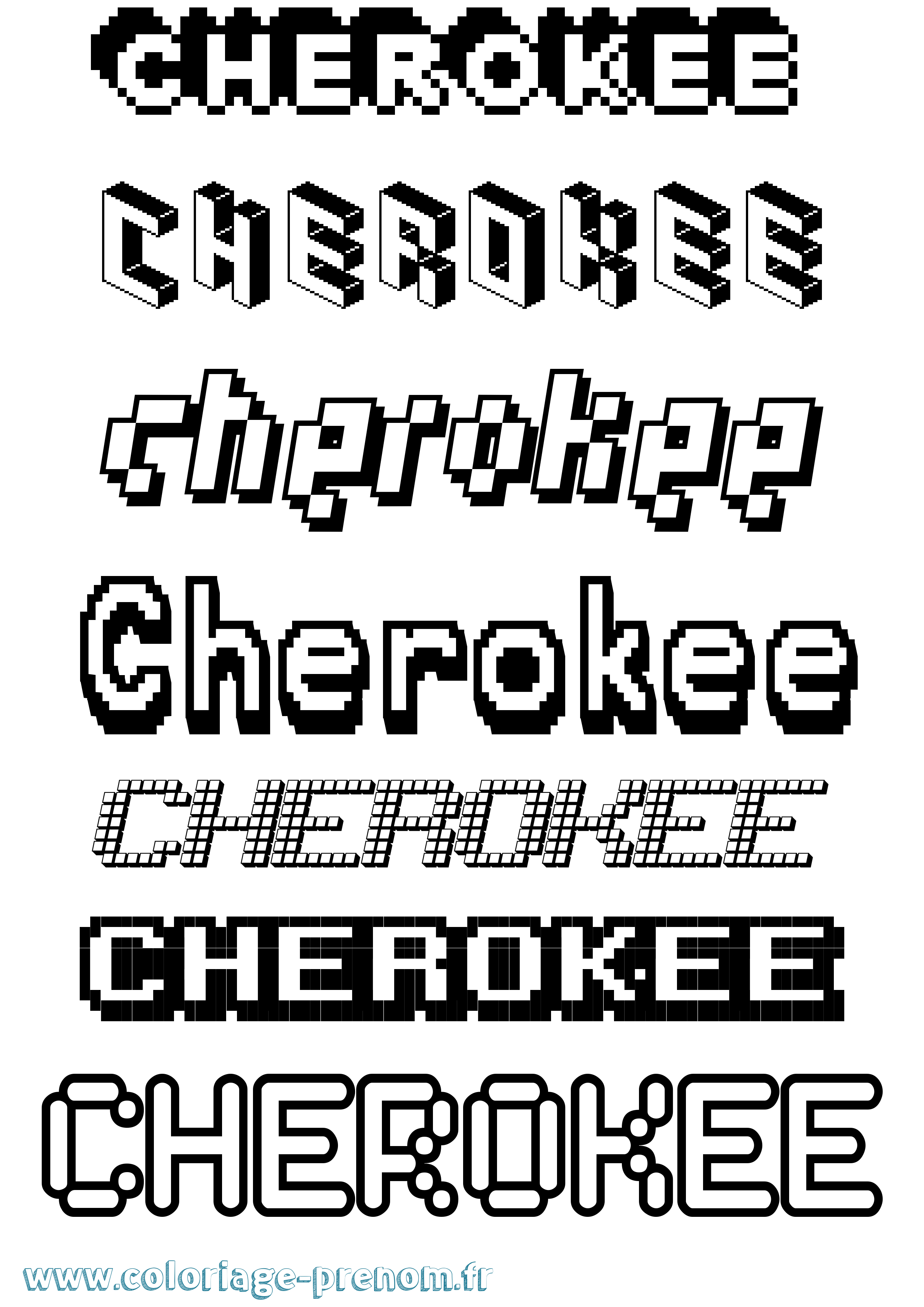 Coloriage prénom Cherokee Pixel