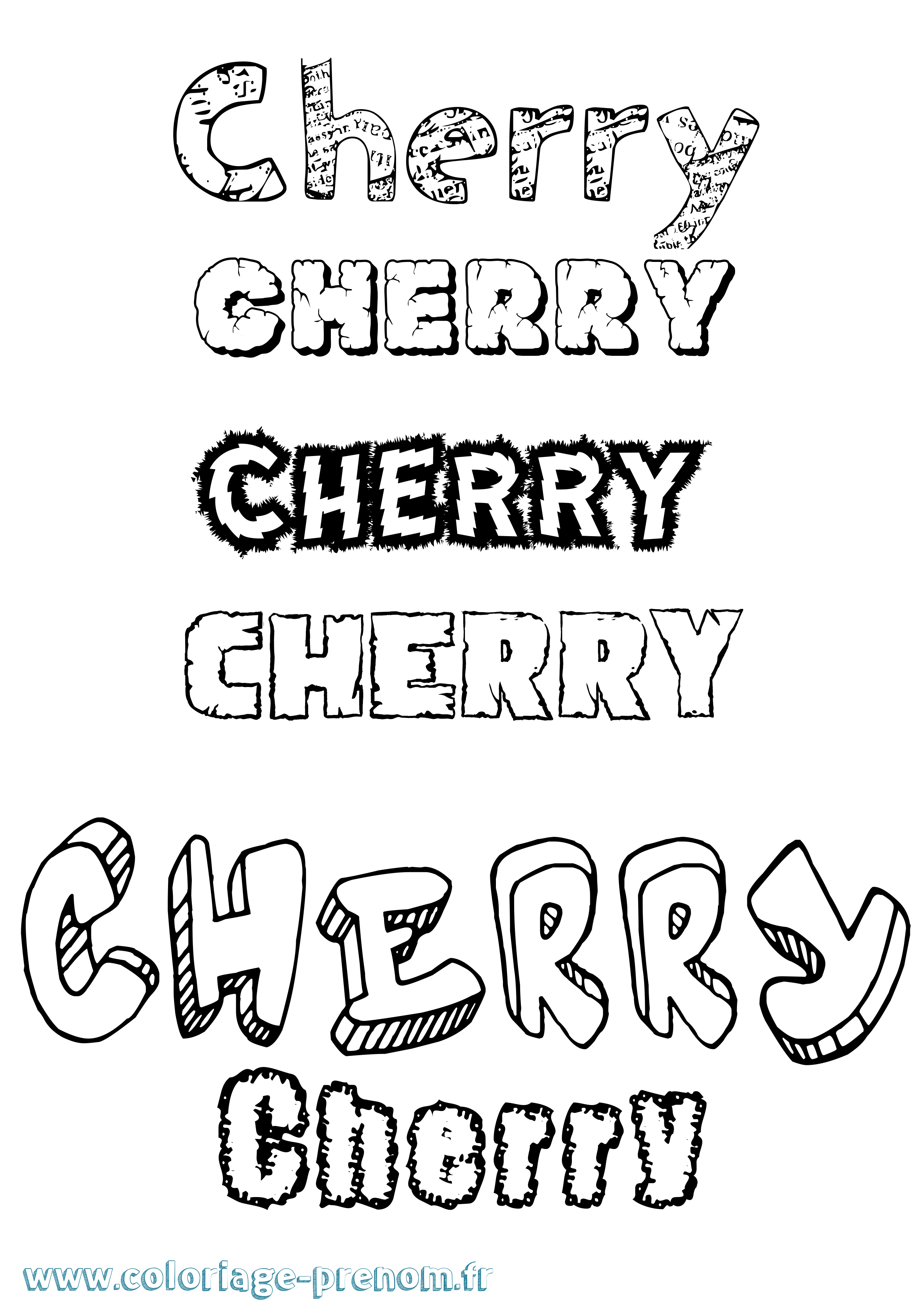 Coloriage prénom Cherry Destructuré