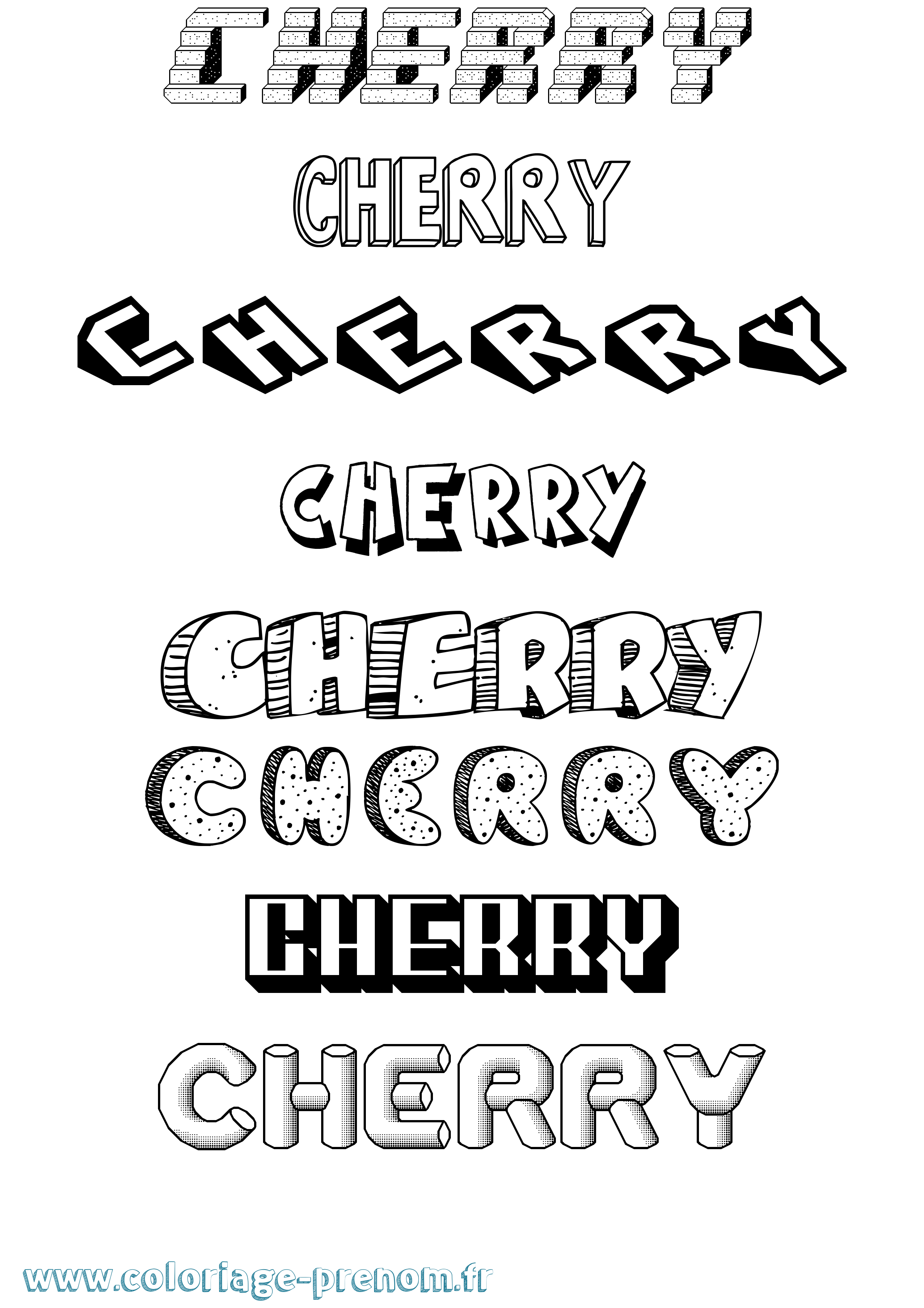 Coloriage prénom Cherry Effet 3D