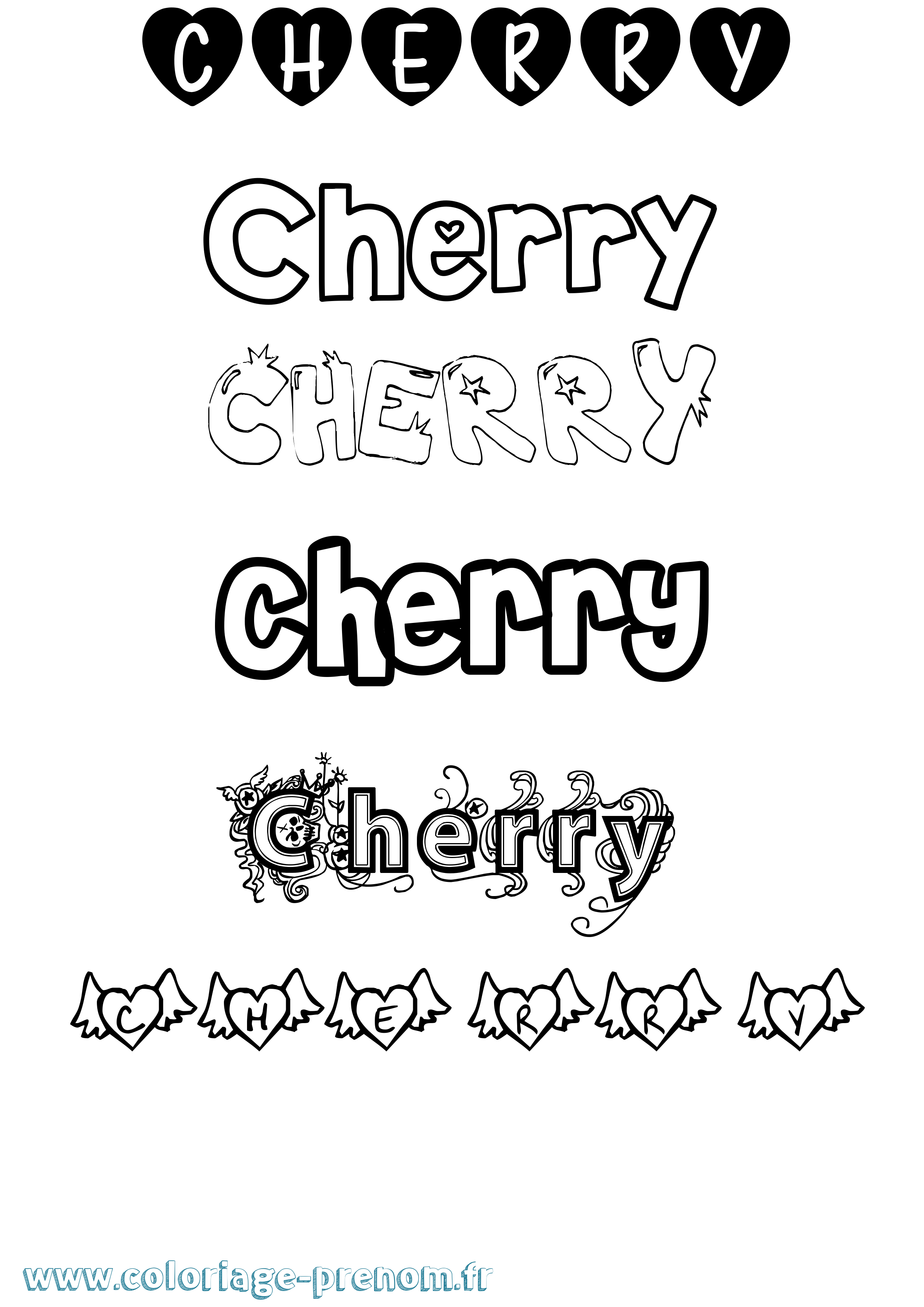 Coloriage prénom Cherry Girly