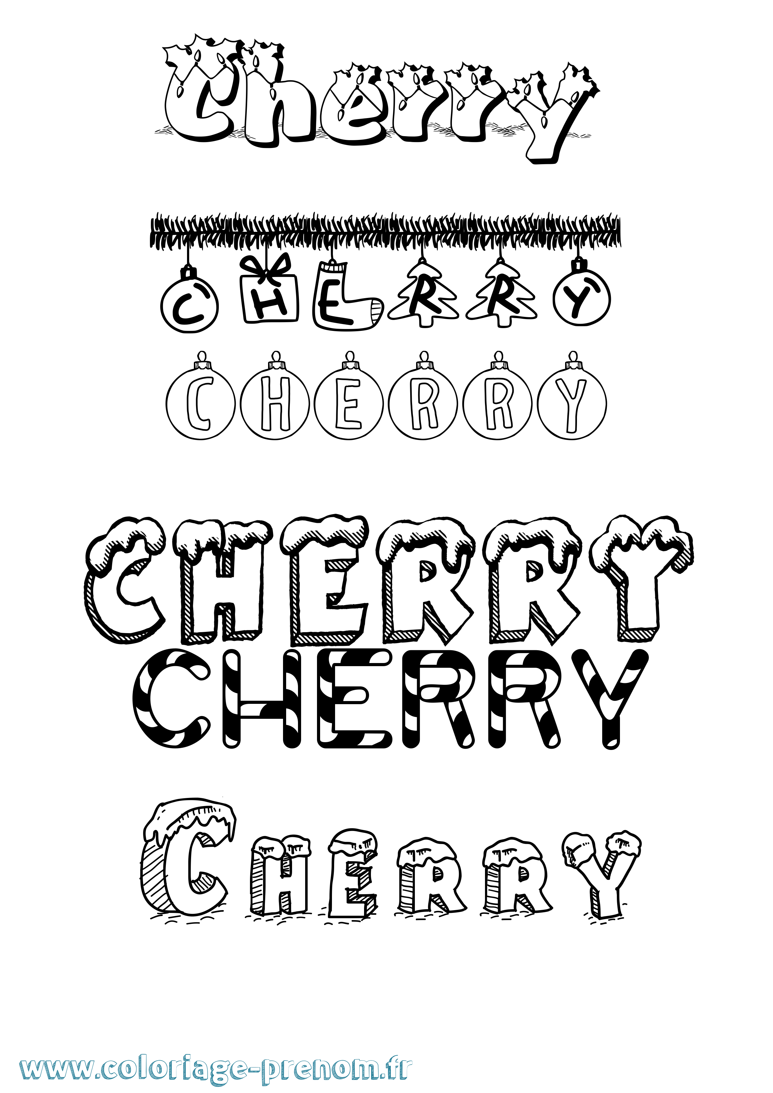Coloriage prénom Cherry Noël
