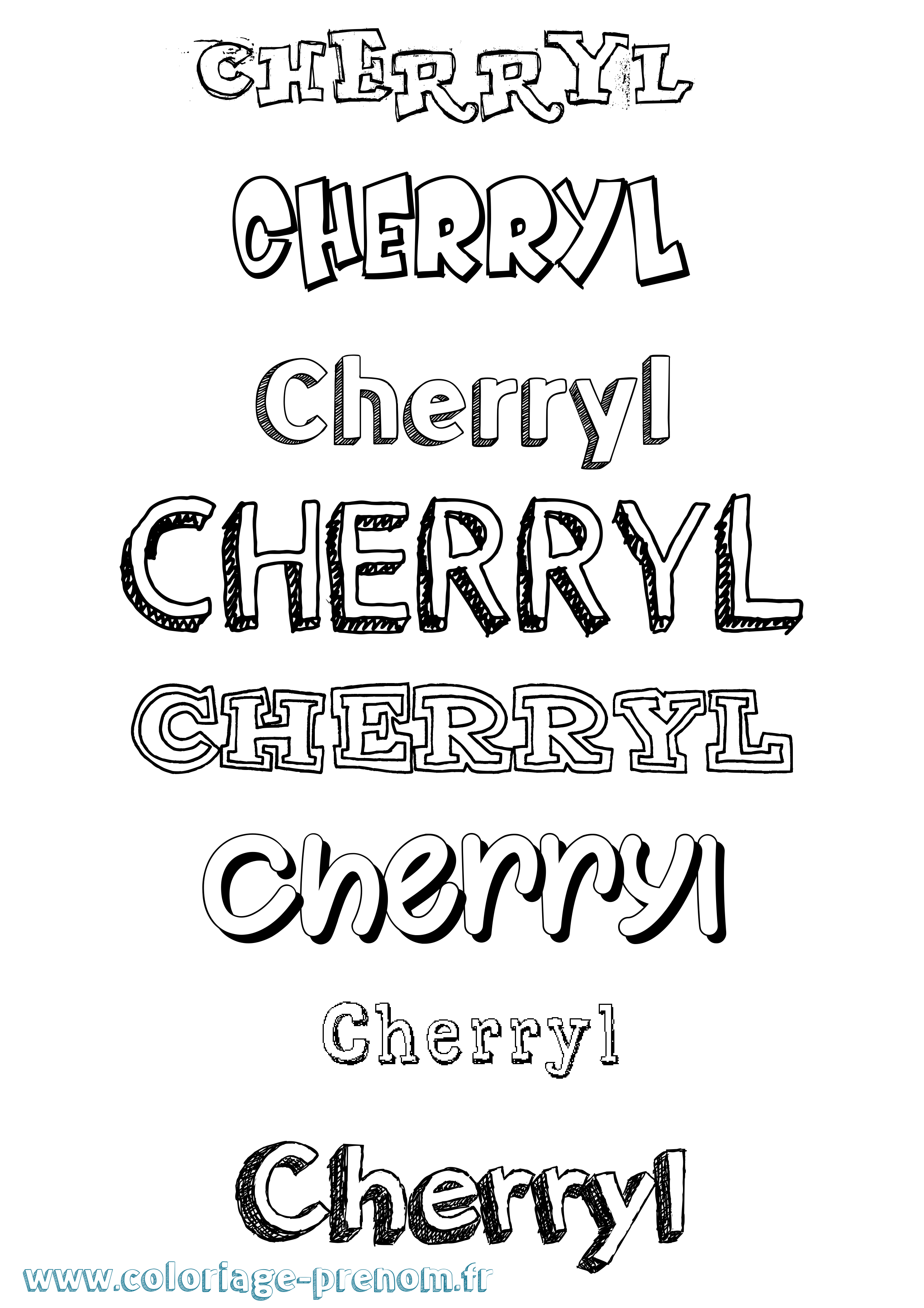 Coloriage prénom Cherryl Dessiné