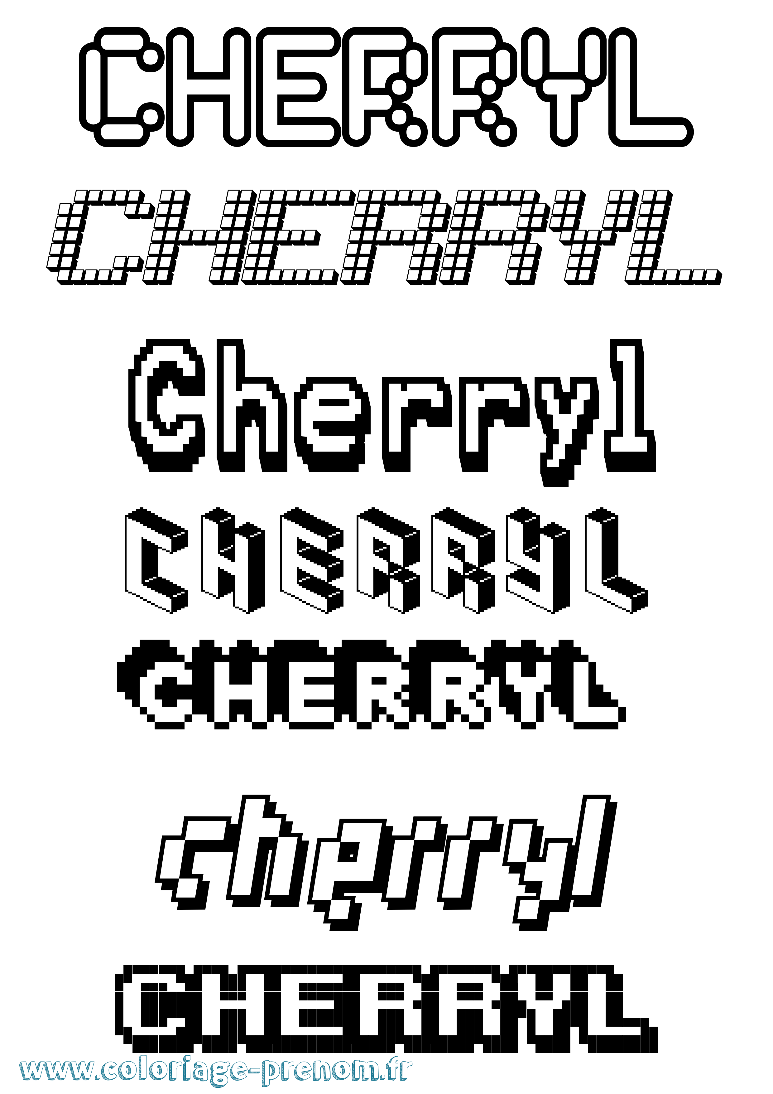 Coloriage prénom Cherryl Pixel