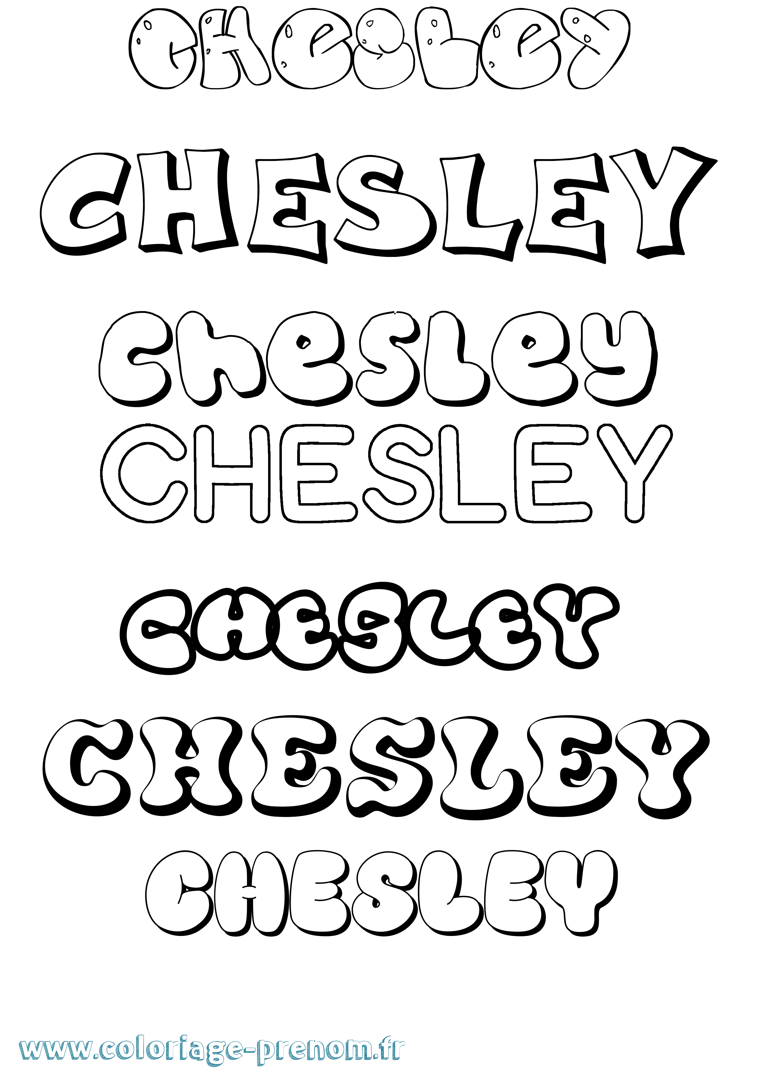 Coloriage prénom Chesley Bubble
