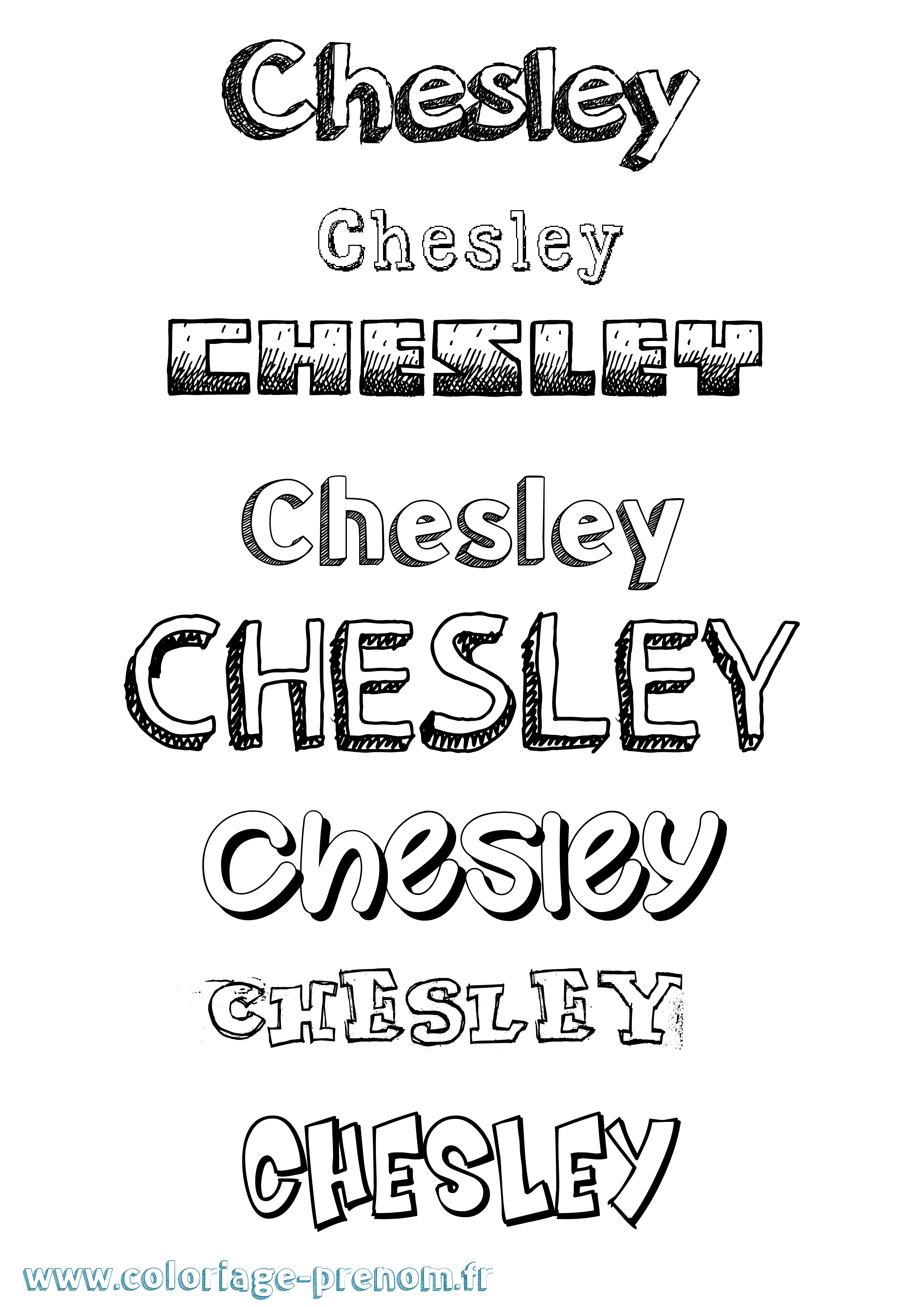 Coloriage prénom Chesley Dessiné