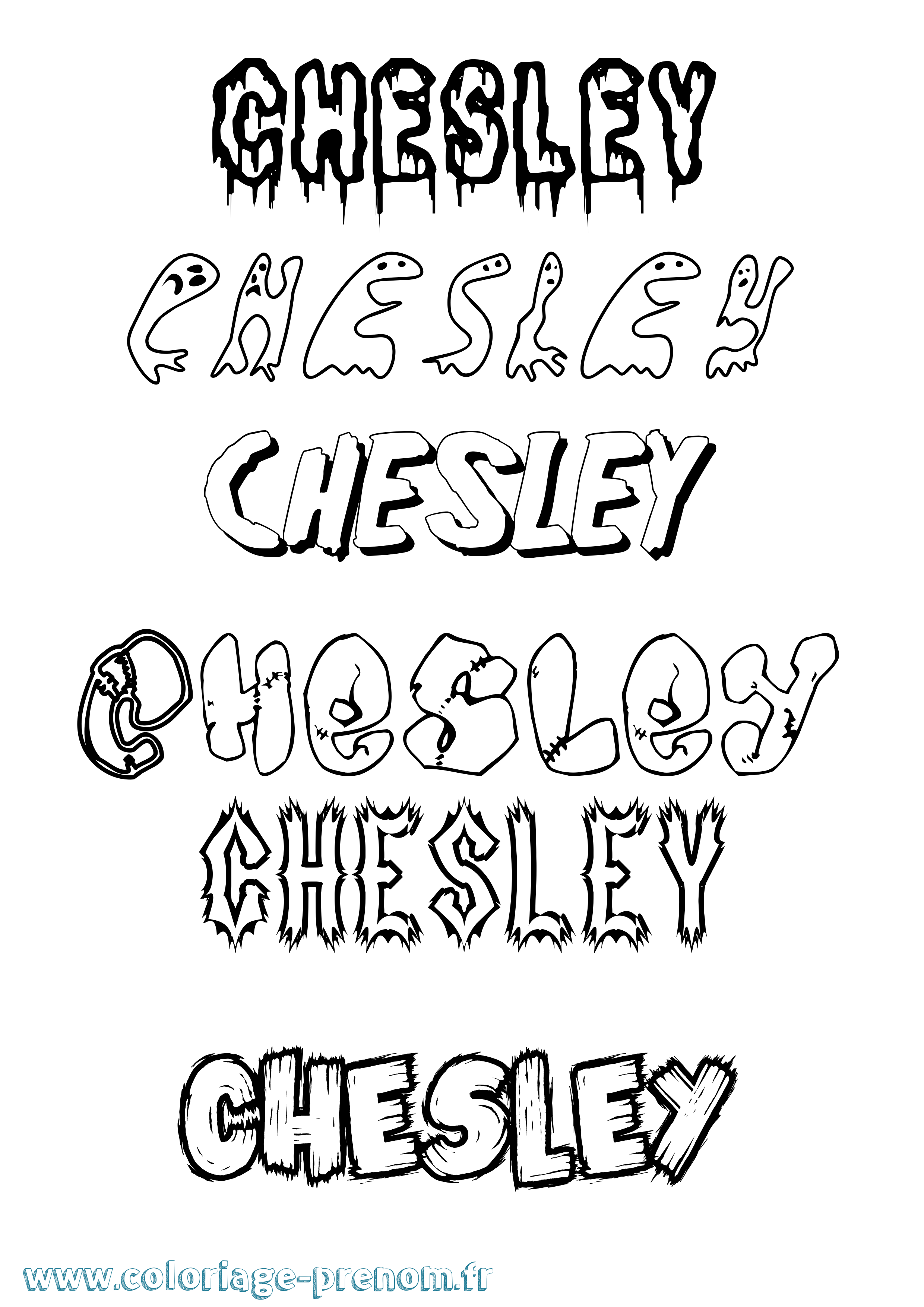 Coloriage prénom Chesley Frisson