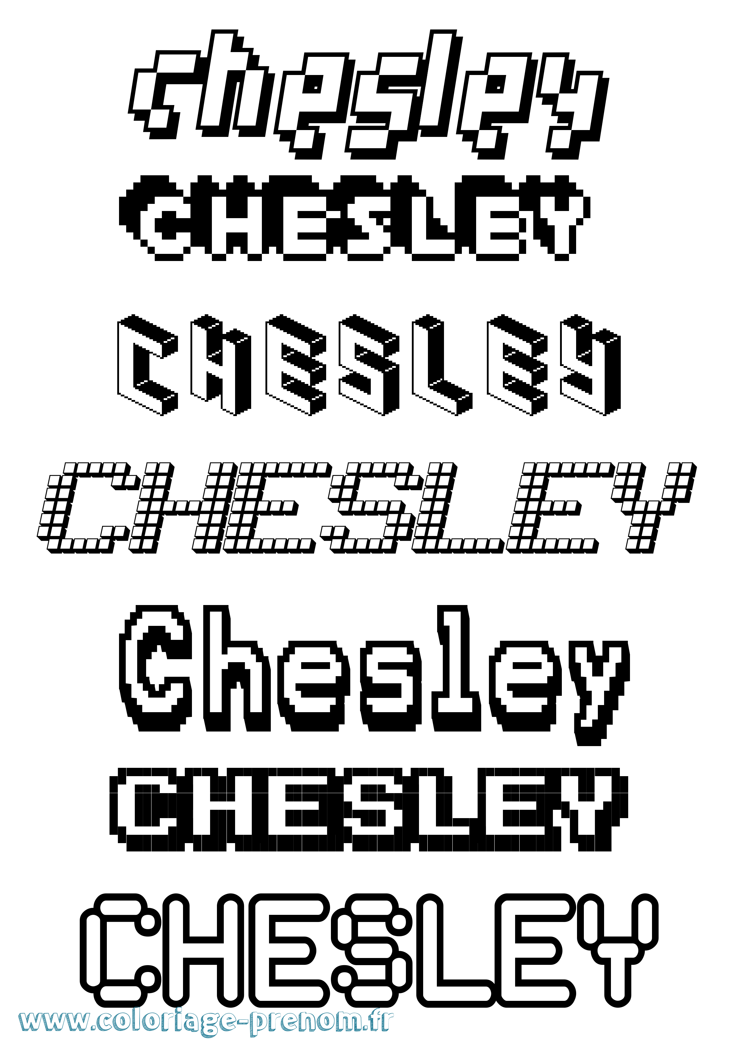 Coloriage prénom Chesley Pixel