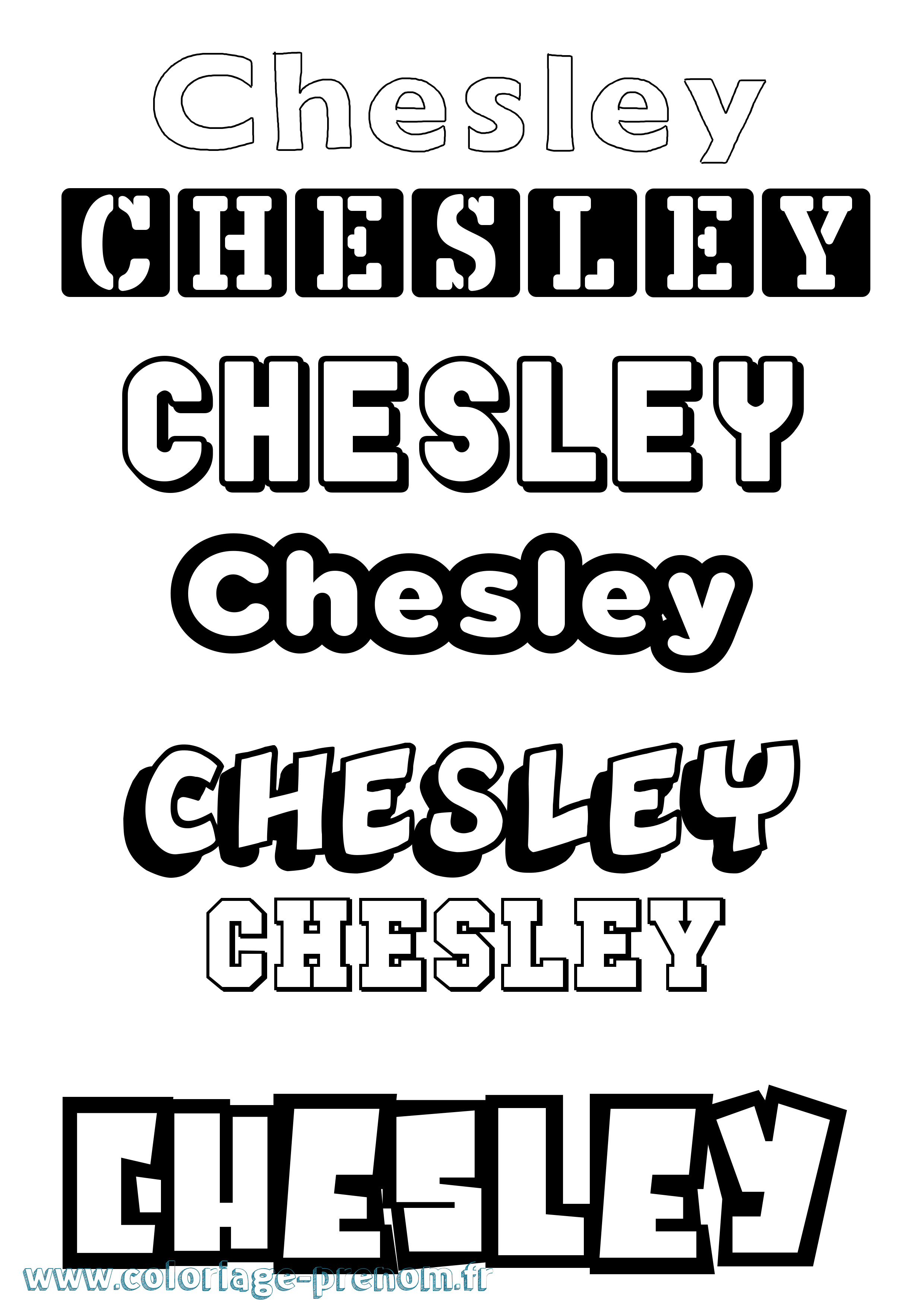 Coloriage prénom Chesley Simple