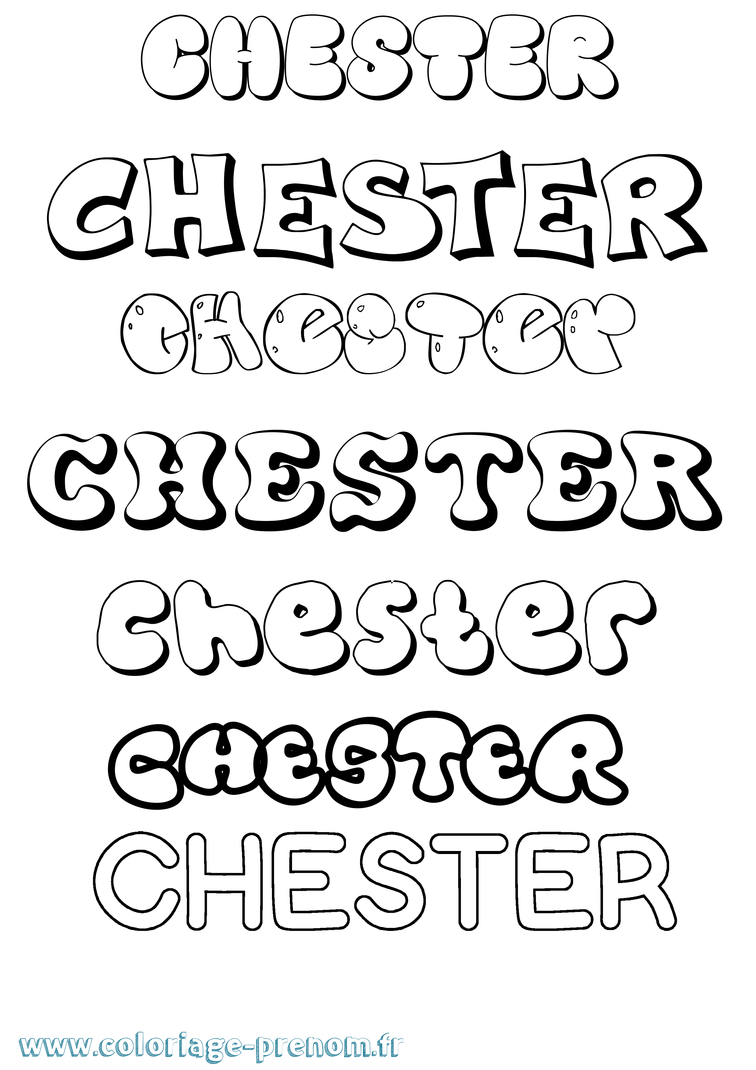 Coloriage prénom Chester Bubble