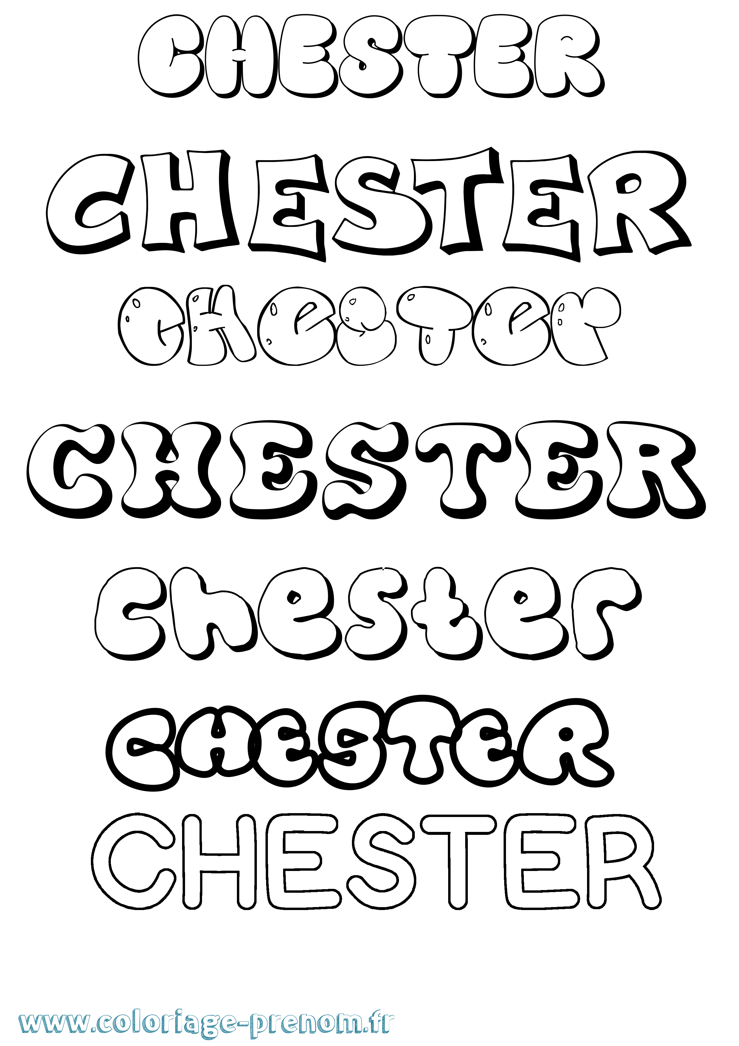 Coloriage Chester Bubble Coloriage prénom Chester Bubble