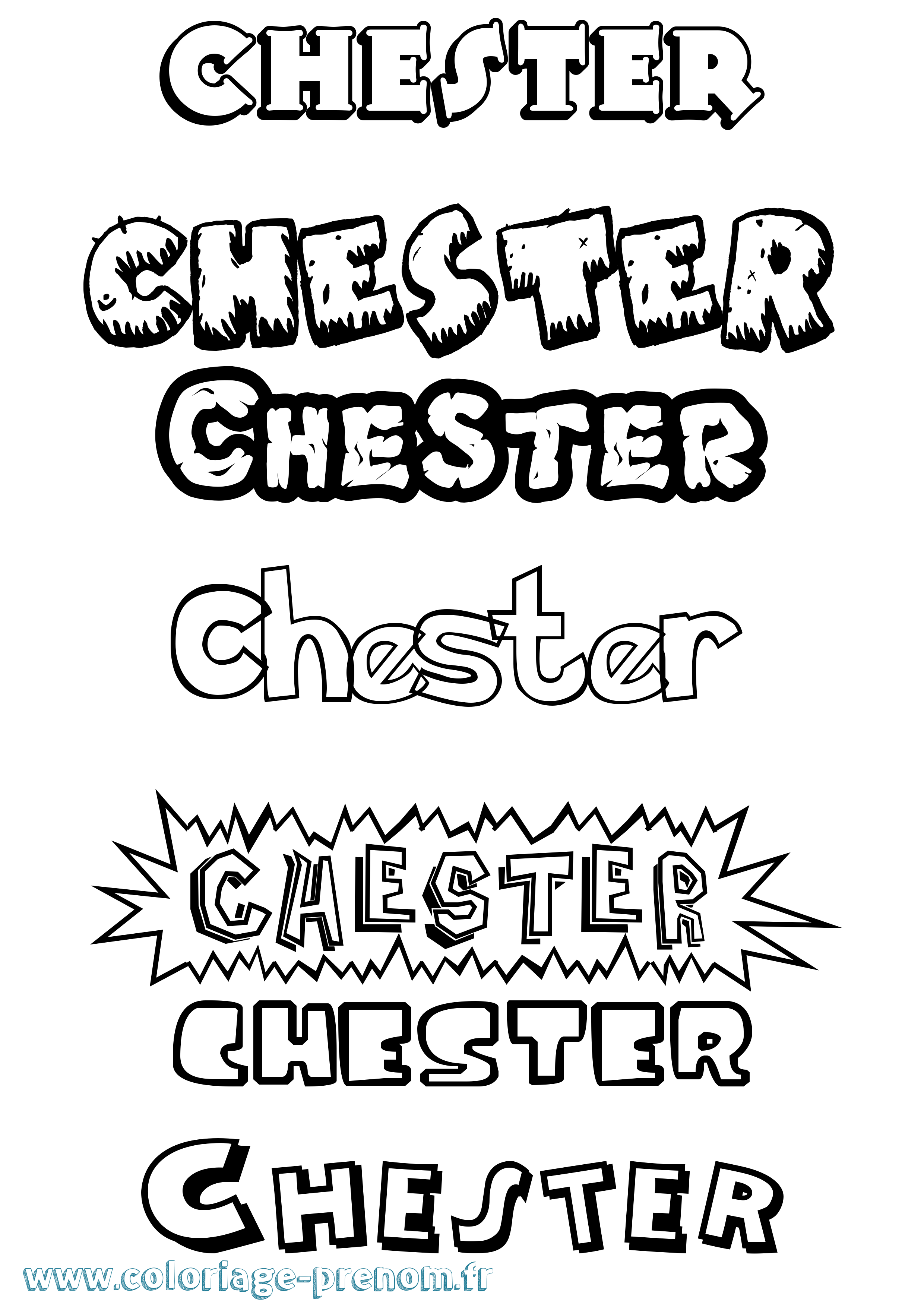 Coloriage Chester Dessin Animé Coloriage prénom Chester Dessin Animé