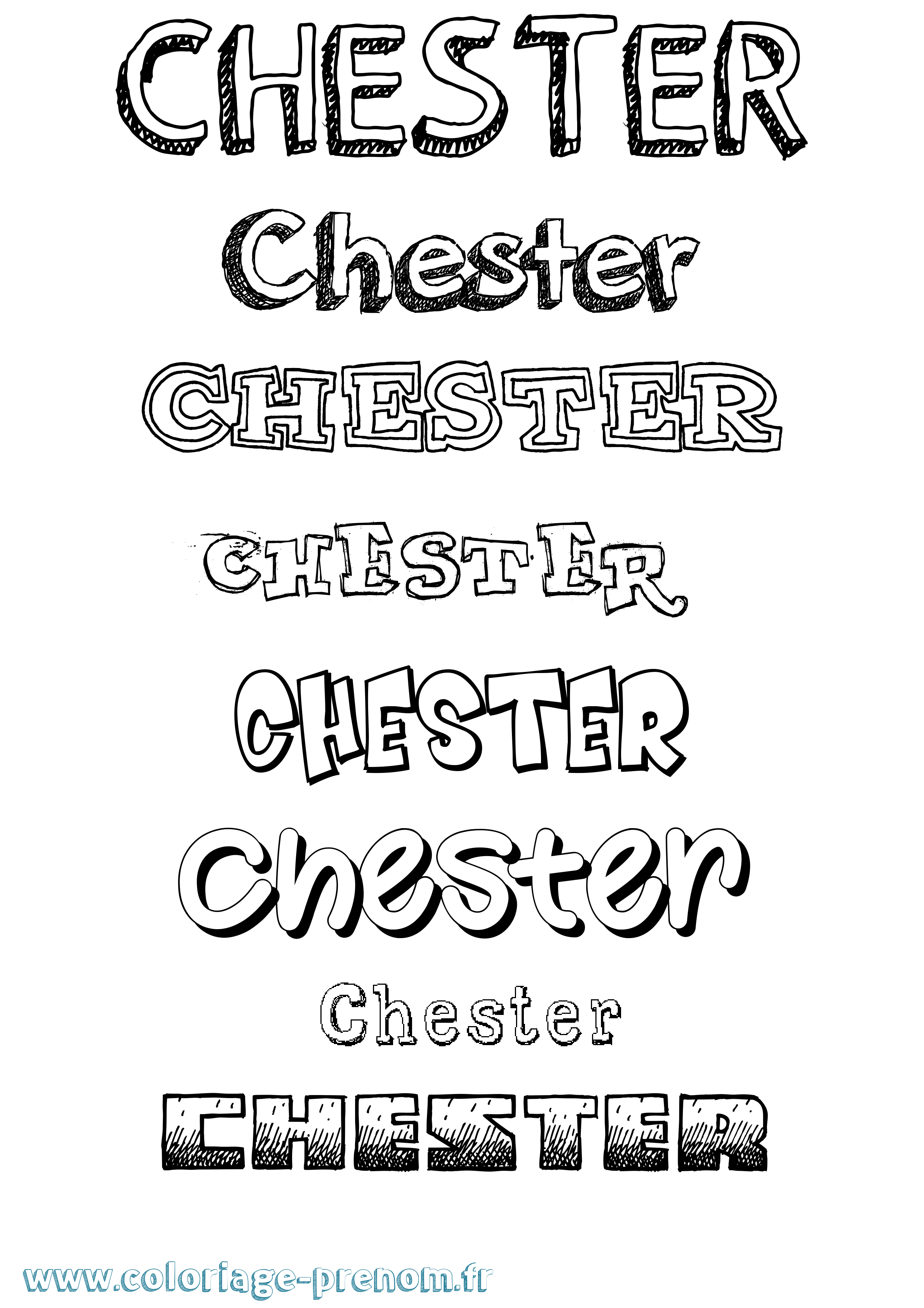 Coloriage Chester Dessiné Coloriage prénom Chester Dessiné