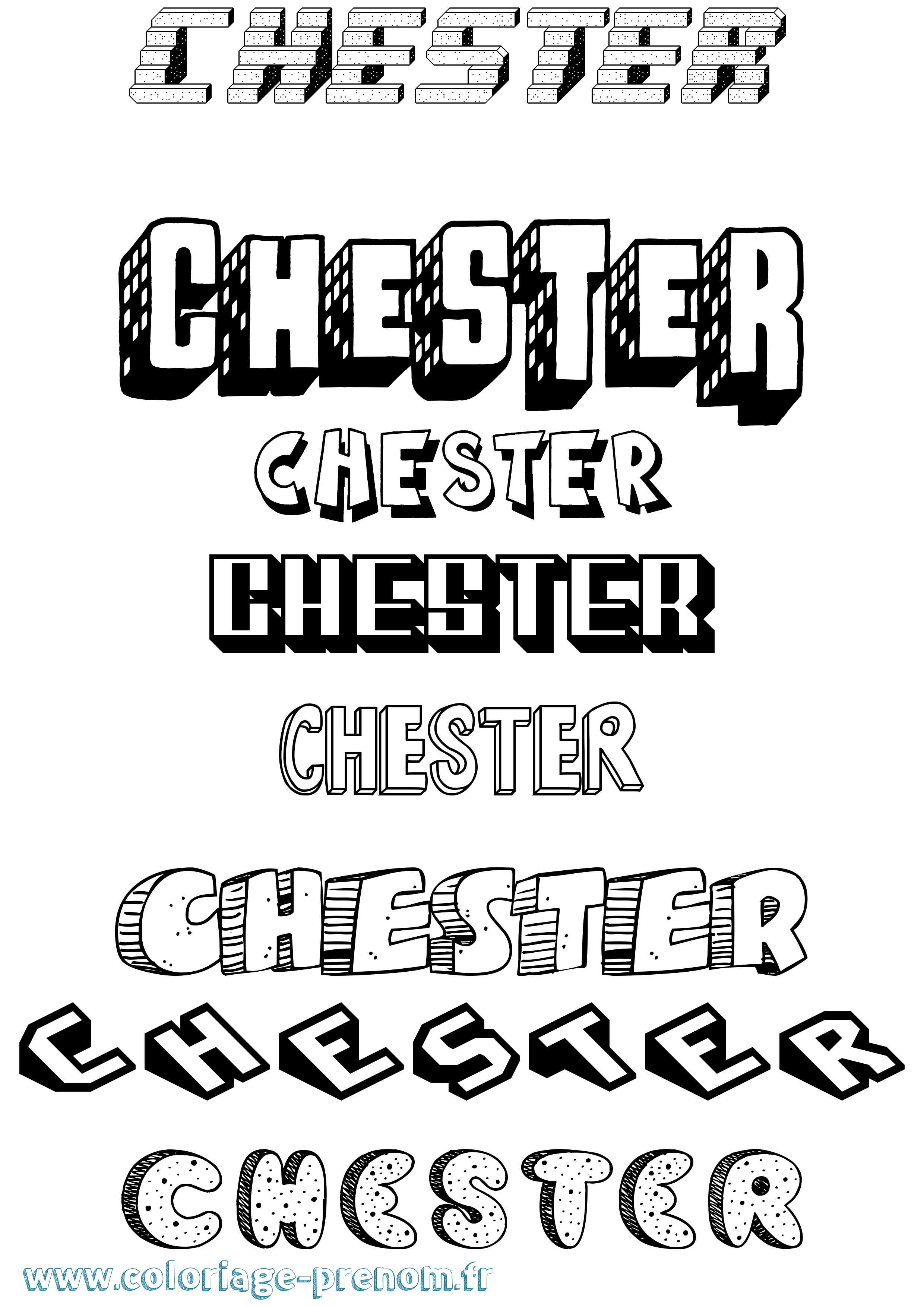 Coloriage Chester Effet 3D Coloriage prénom Chester Effet 3D
