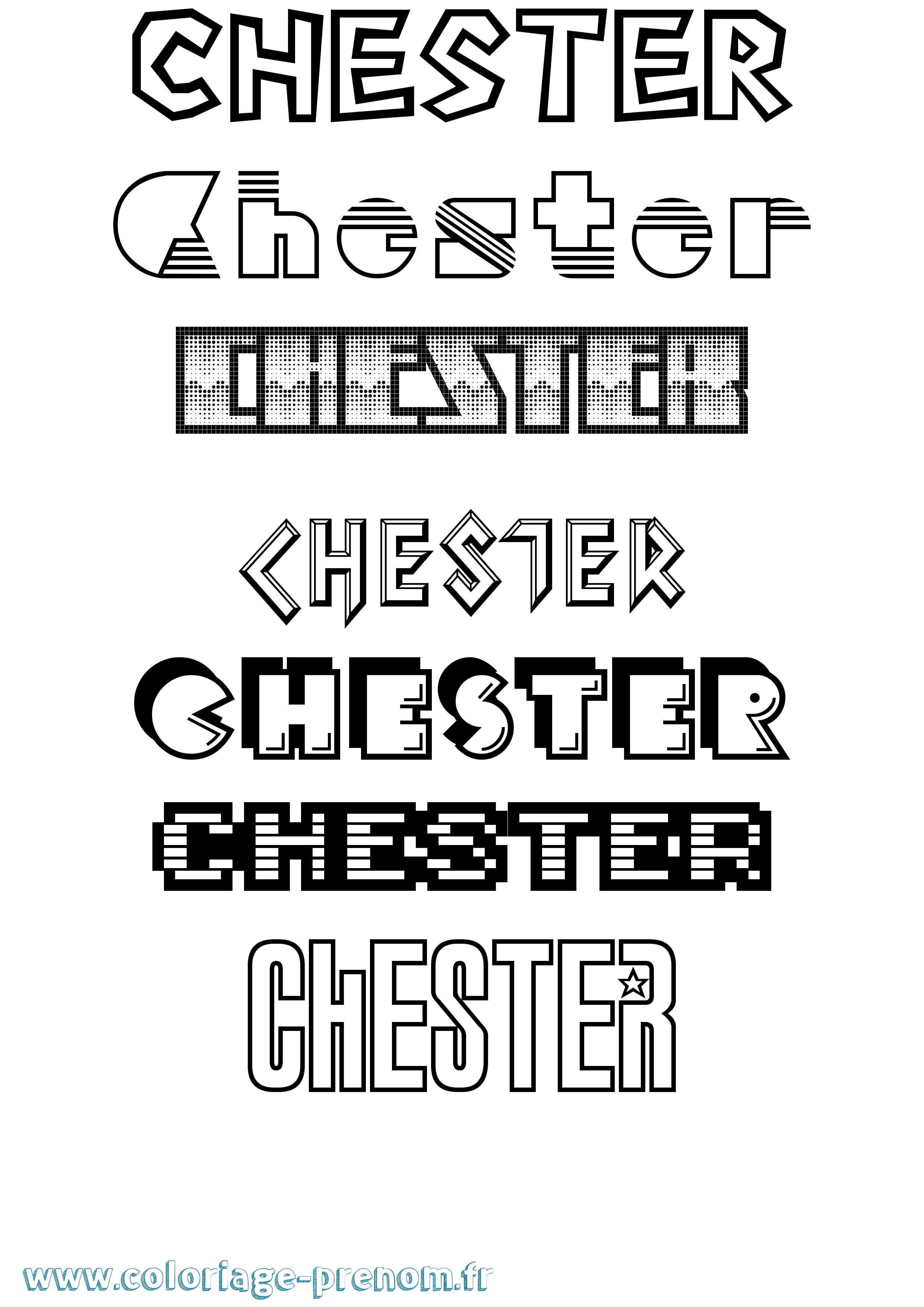 Coloriage Chester Jeux Vidéos Coloriage prénom Chester Jeux Vidéos