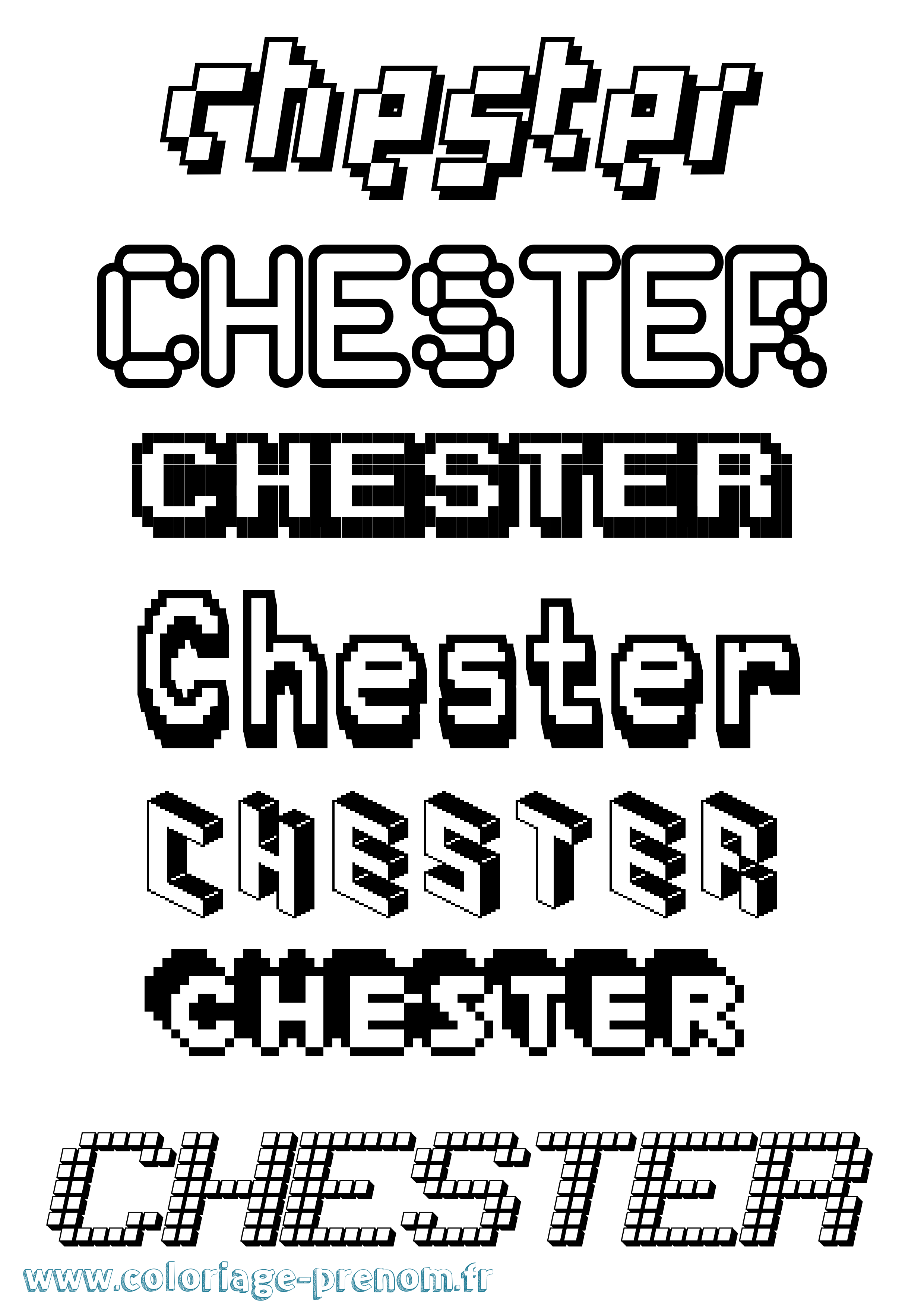 Coloriage prénom Chester Pixel