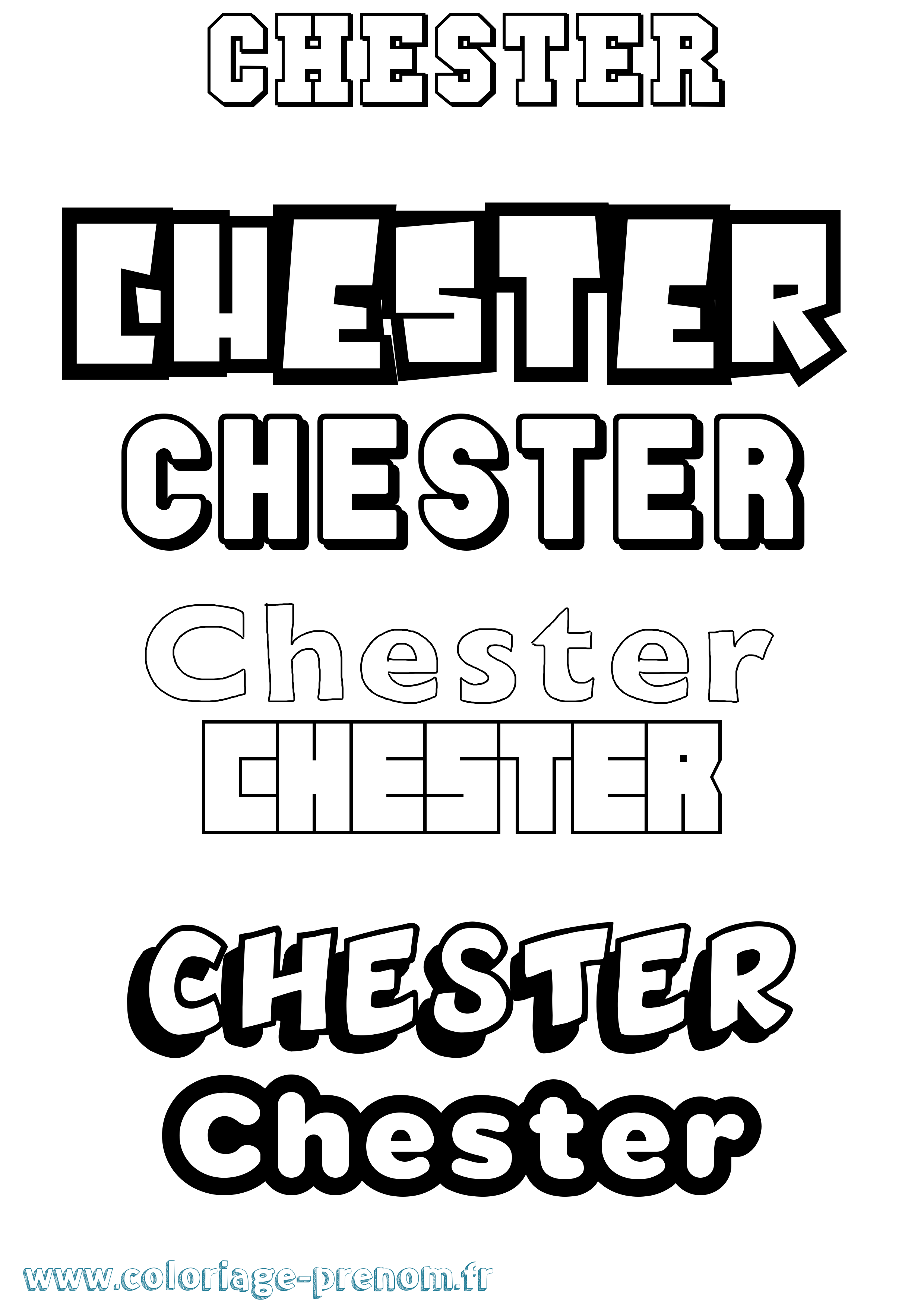 Coloriage Chester Simple Coloriage prénom Chester Simple