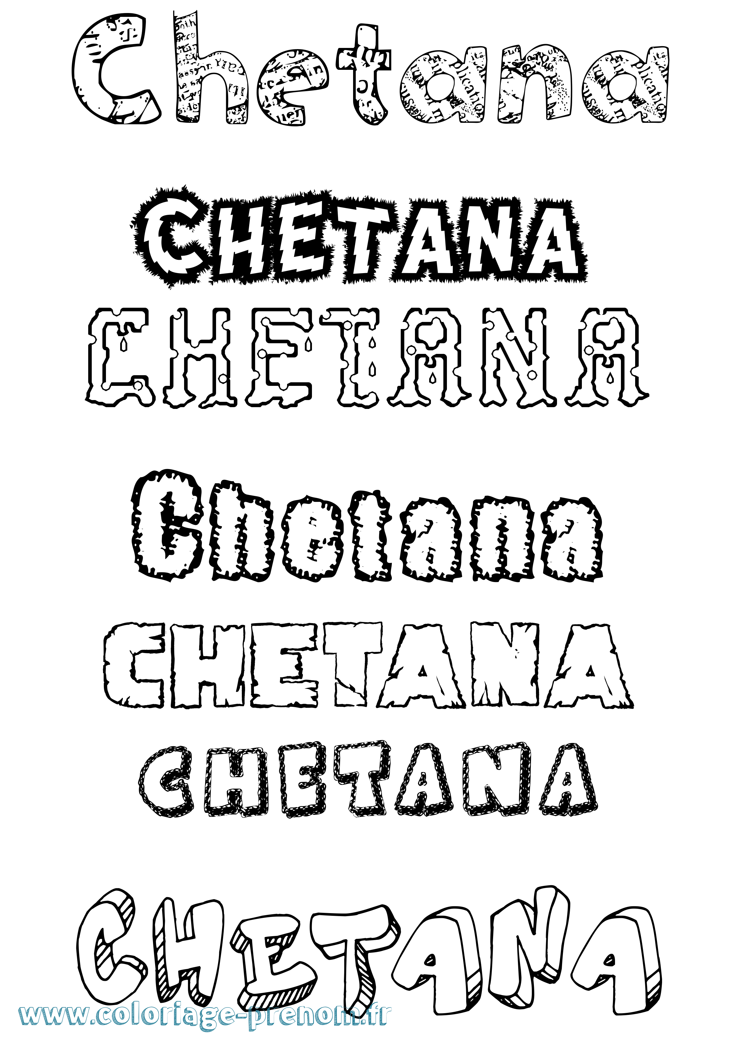 Coloriage prénom Chetana Destructuré
