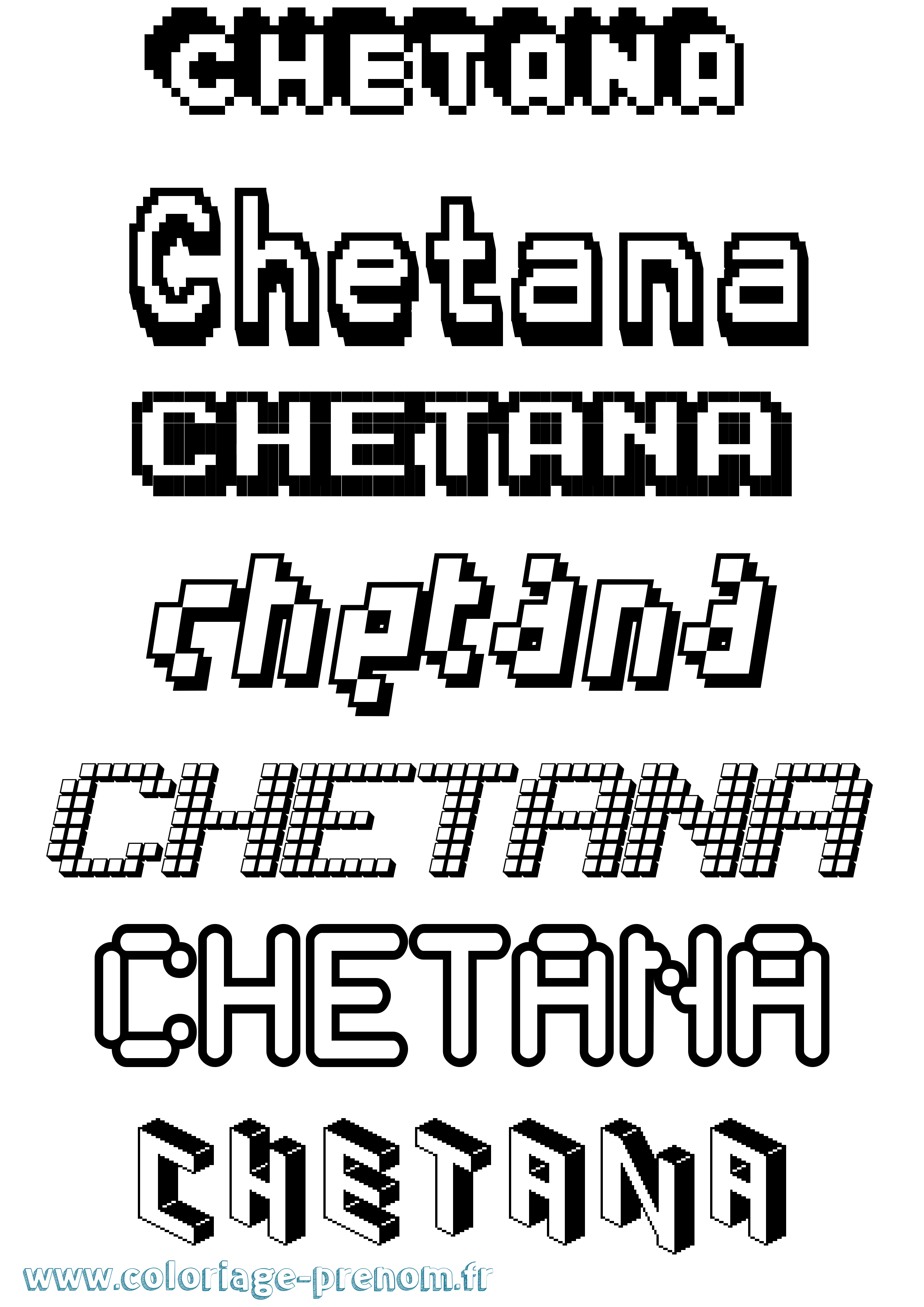 Coloriage prénom Chetana Pixel