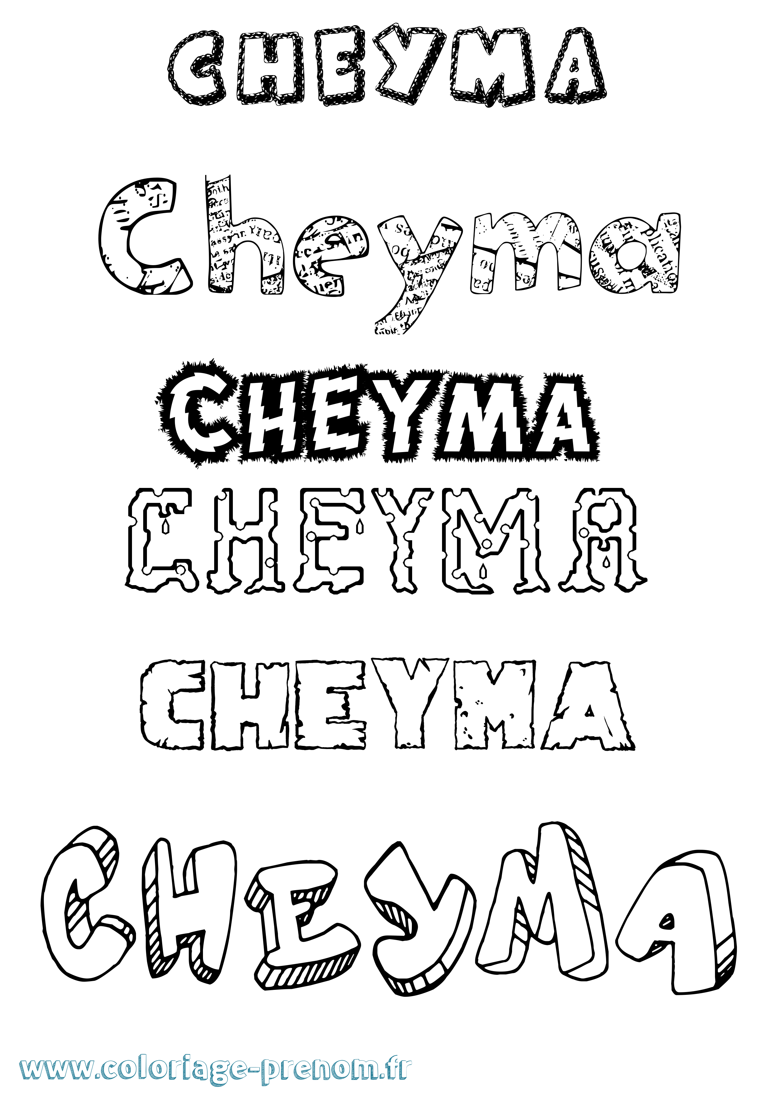 Coloriage Cheyma Destructuré Coloriage prénom Cheyma Destructuré
