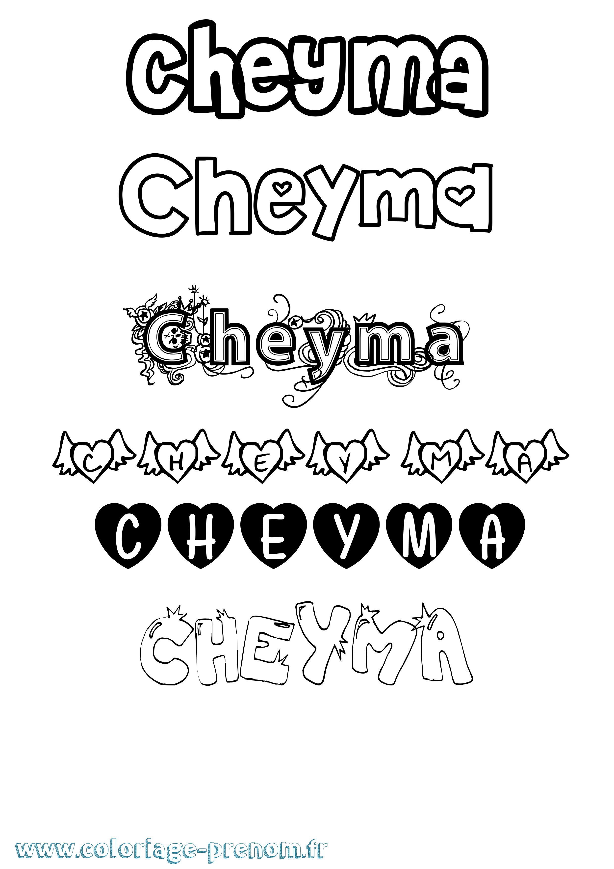 Coloriage Cheyma Girly Coloriage prénom Cheyma Girly