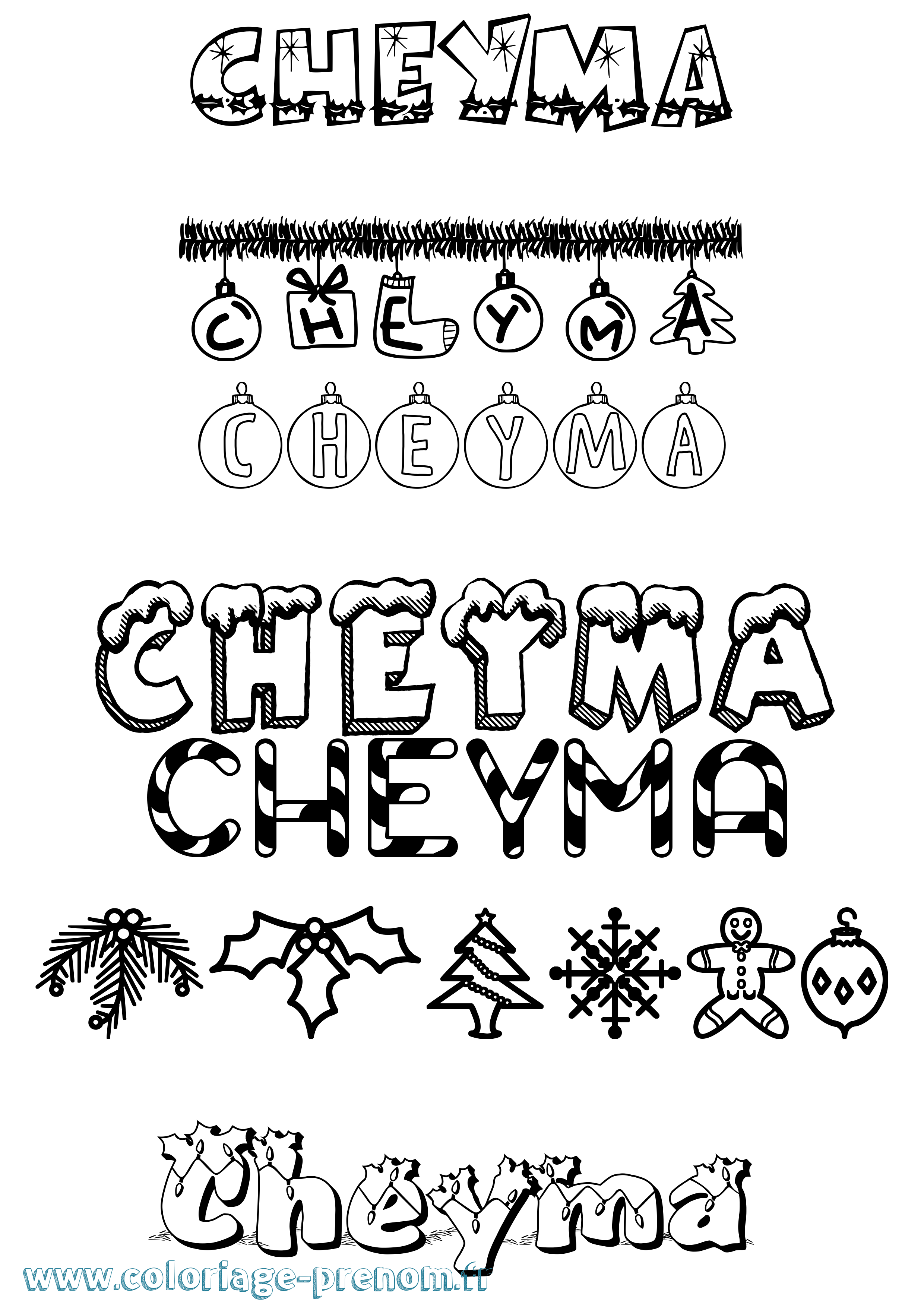 Coloriage Cheyma Noël Coloriage prénom Cheyma Noël