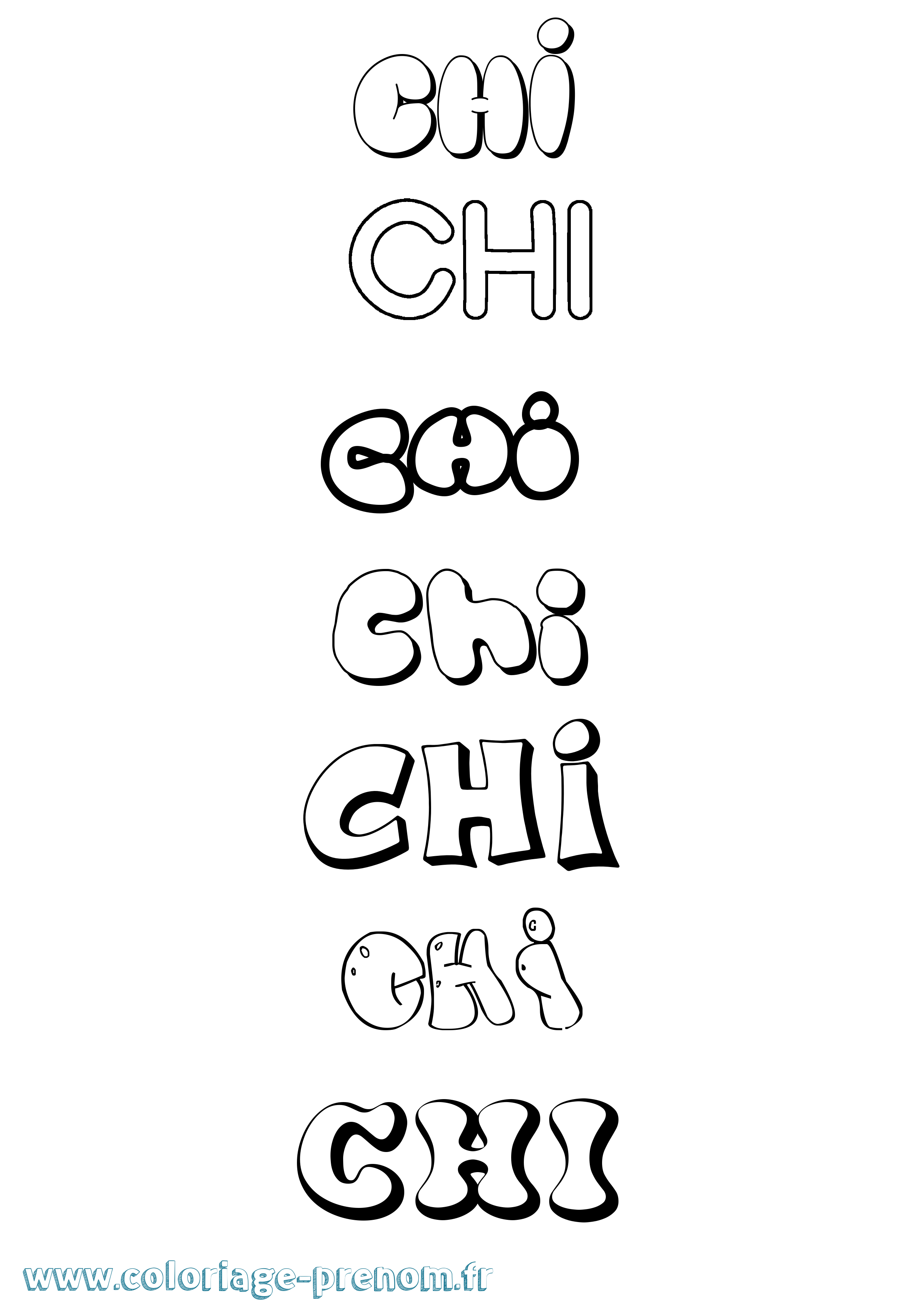 Coloriage Chi Bubble Coloriage prénom Chi Bubble