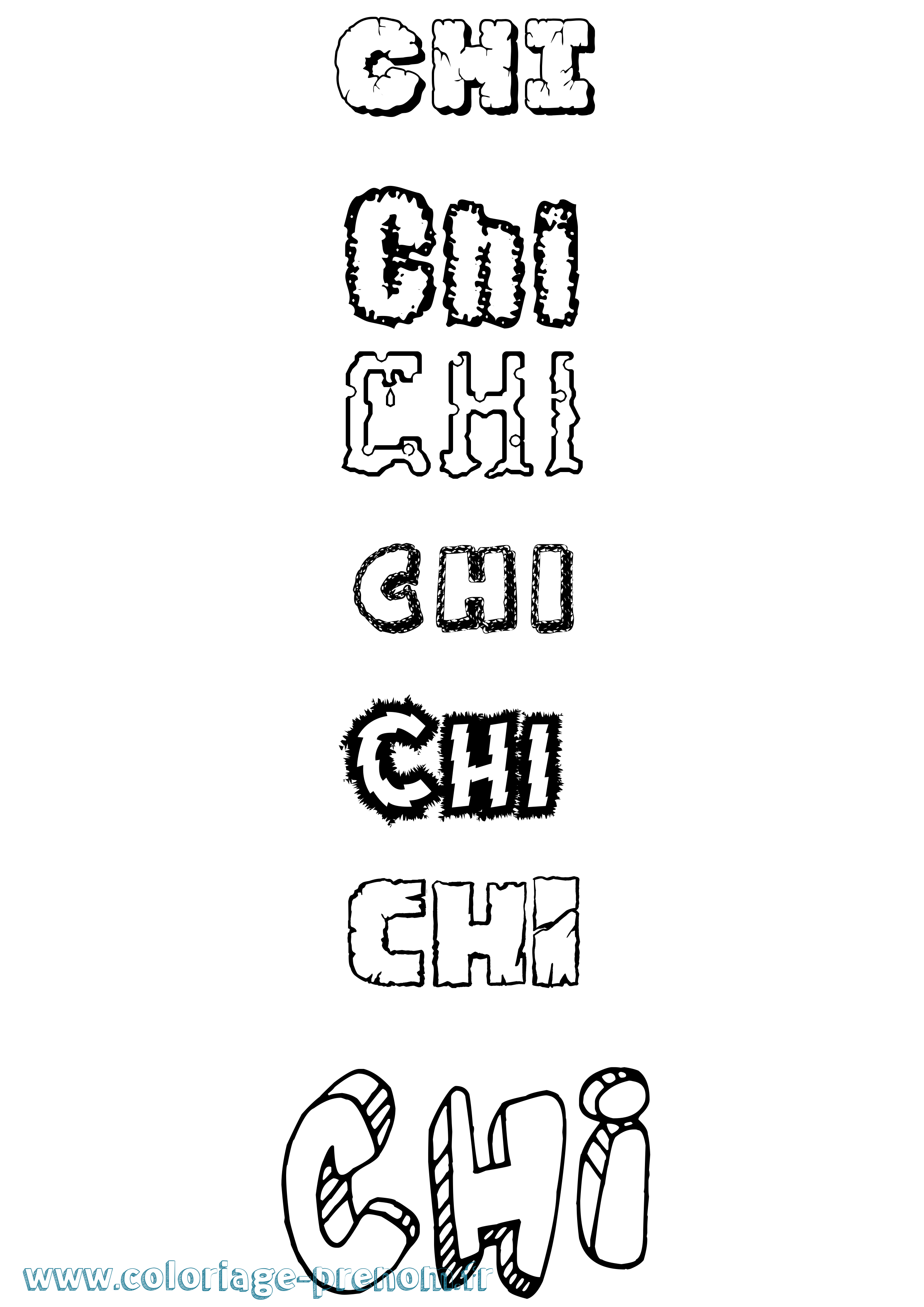 Coloriage Chi Destructuré Coloriage prénom Chi Destructuré