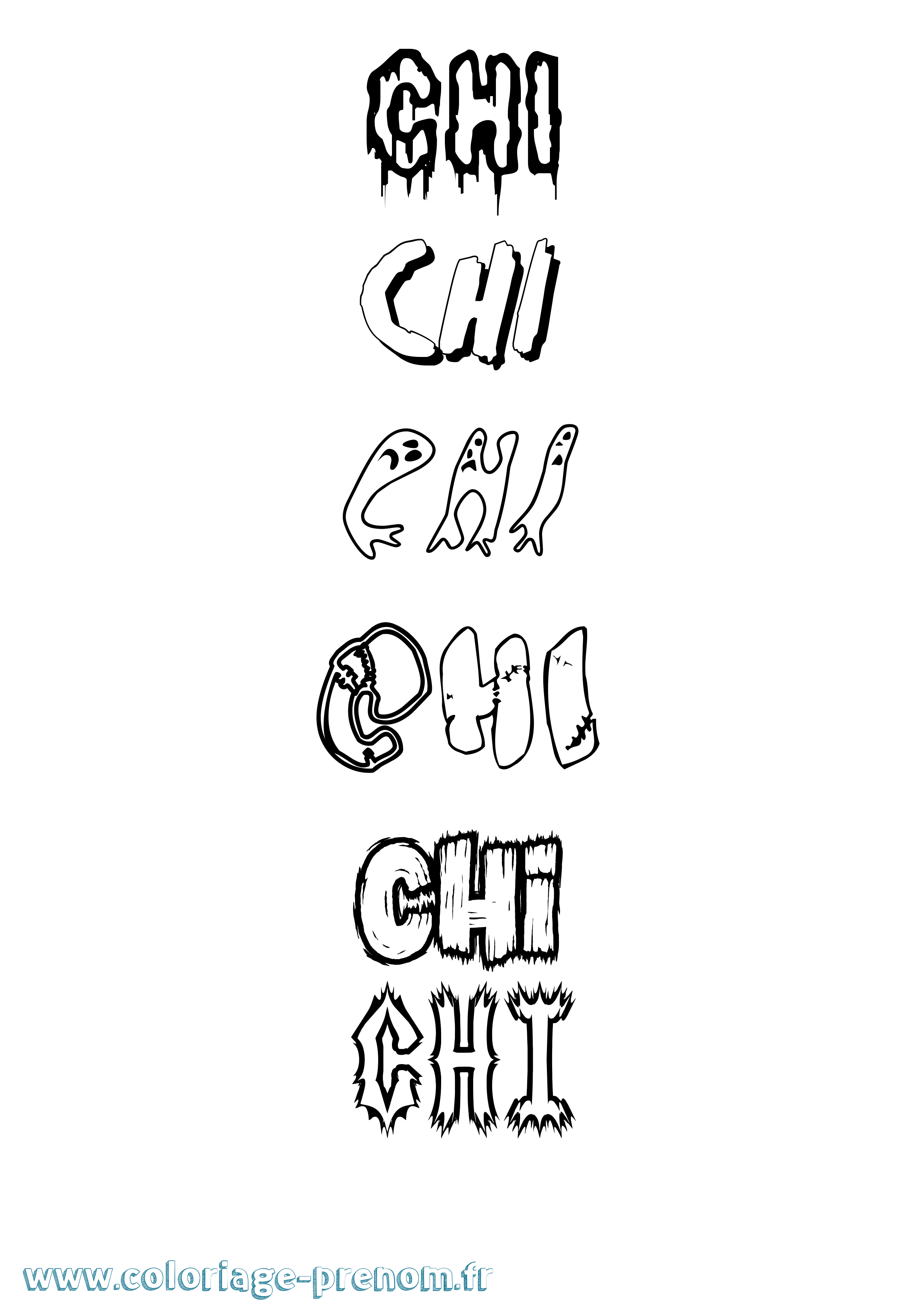 Coloriage Chi Frisson Coloriage prénom Chi Frisson