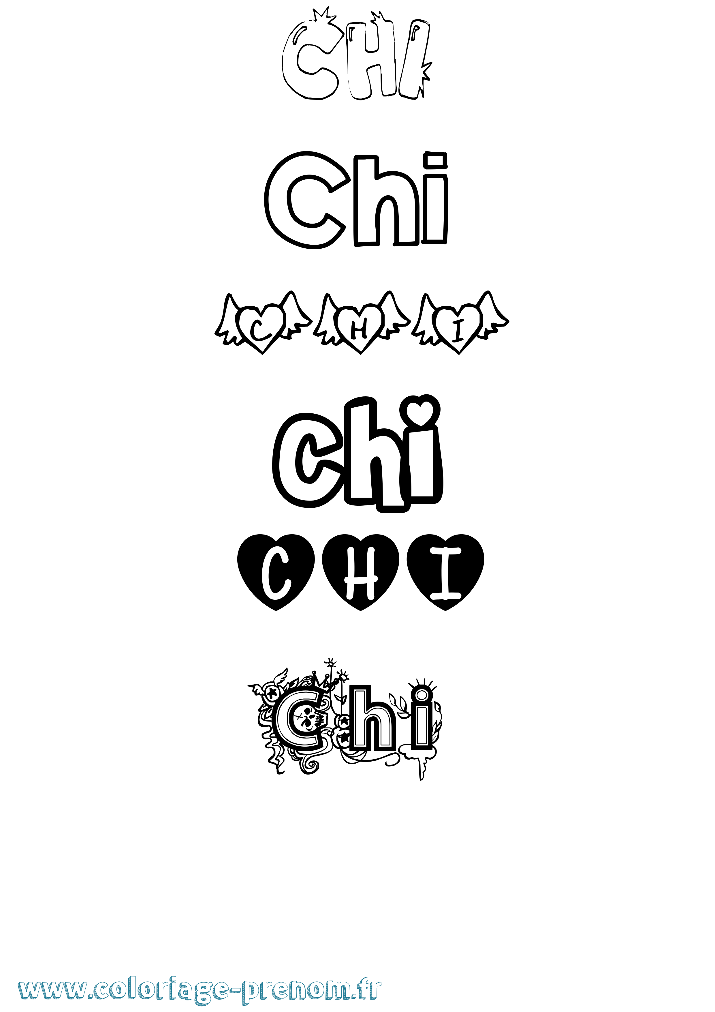 Coloriage Chi Girly Coloriage prénom Chi Girly